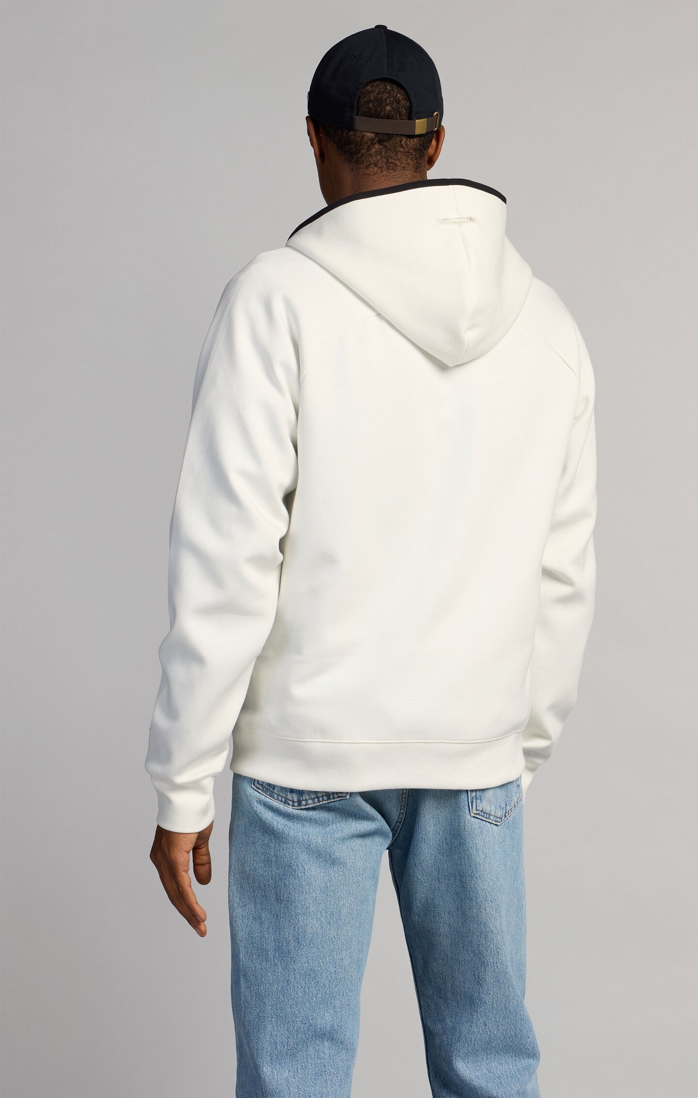 Men's Slim Fit Hooded Zip Sweatshirt in Stretch Interlock C-Tech