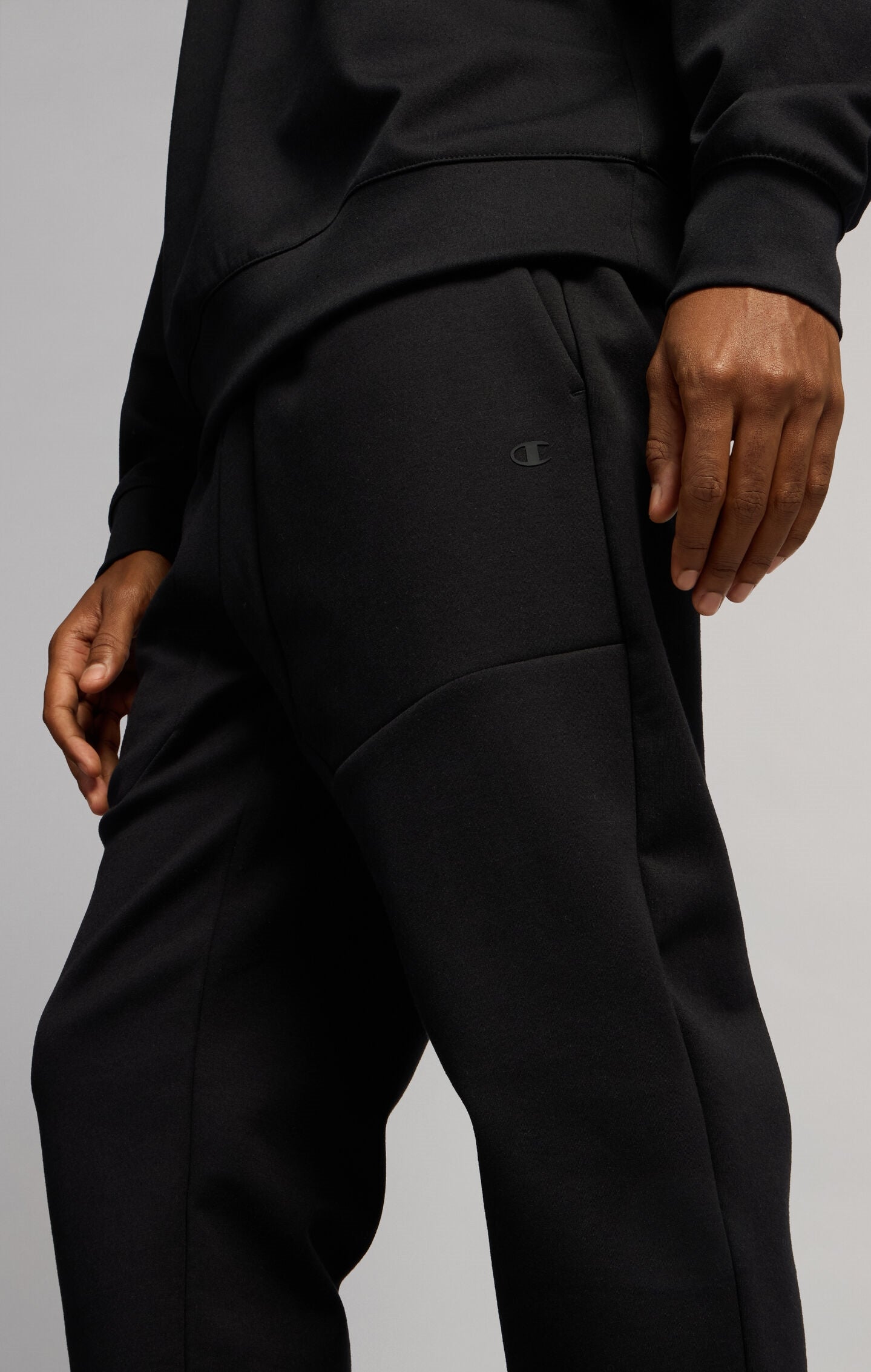 Men's Slim Fit Jogger Trousers with Ribbed Cuffs in Stretch Interlock C-Tech