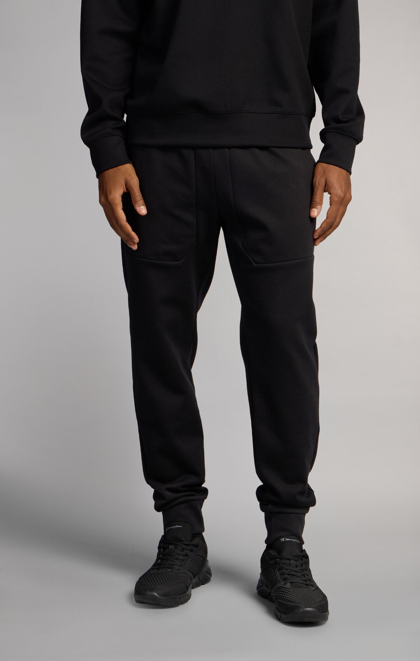 Men's Slim Fit Jogger Trousers with Ribbed Cuffs in Stretch Interlock C-Tech