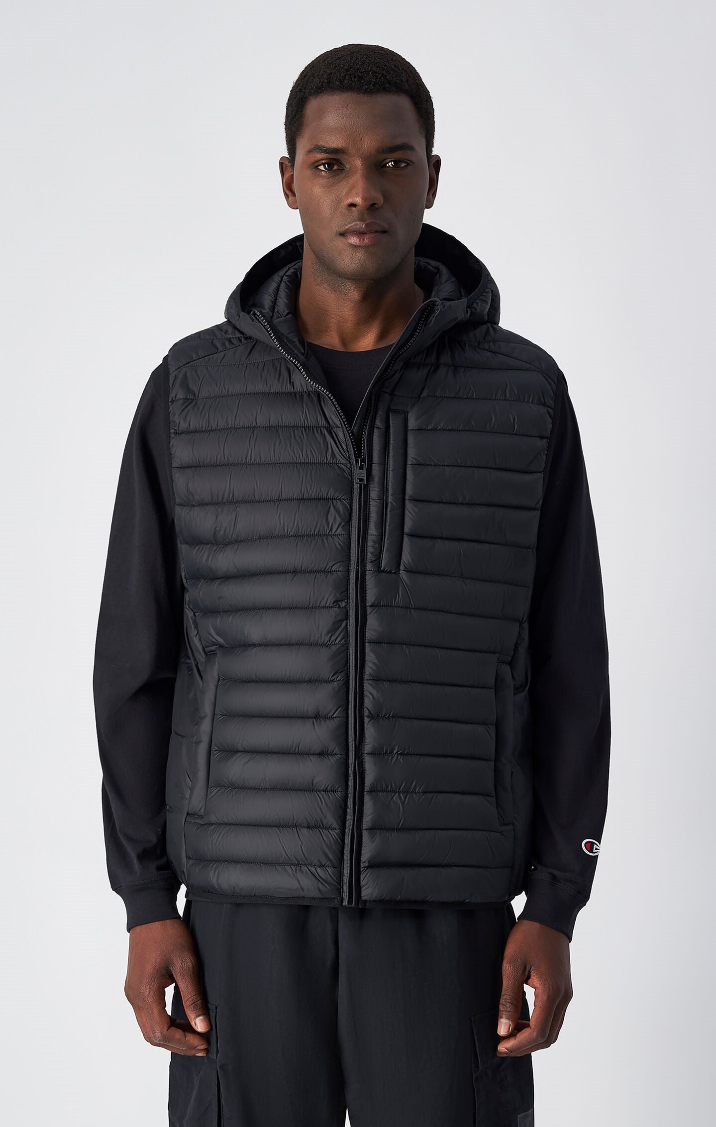 Men's Outdoor Nylon Hooded Vest Black outdoor | Champion