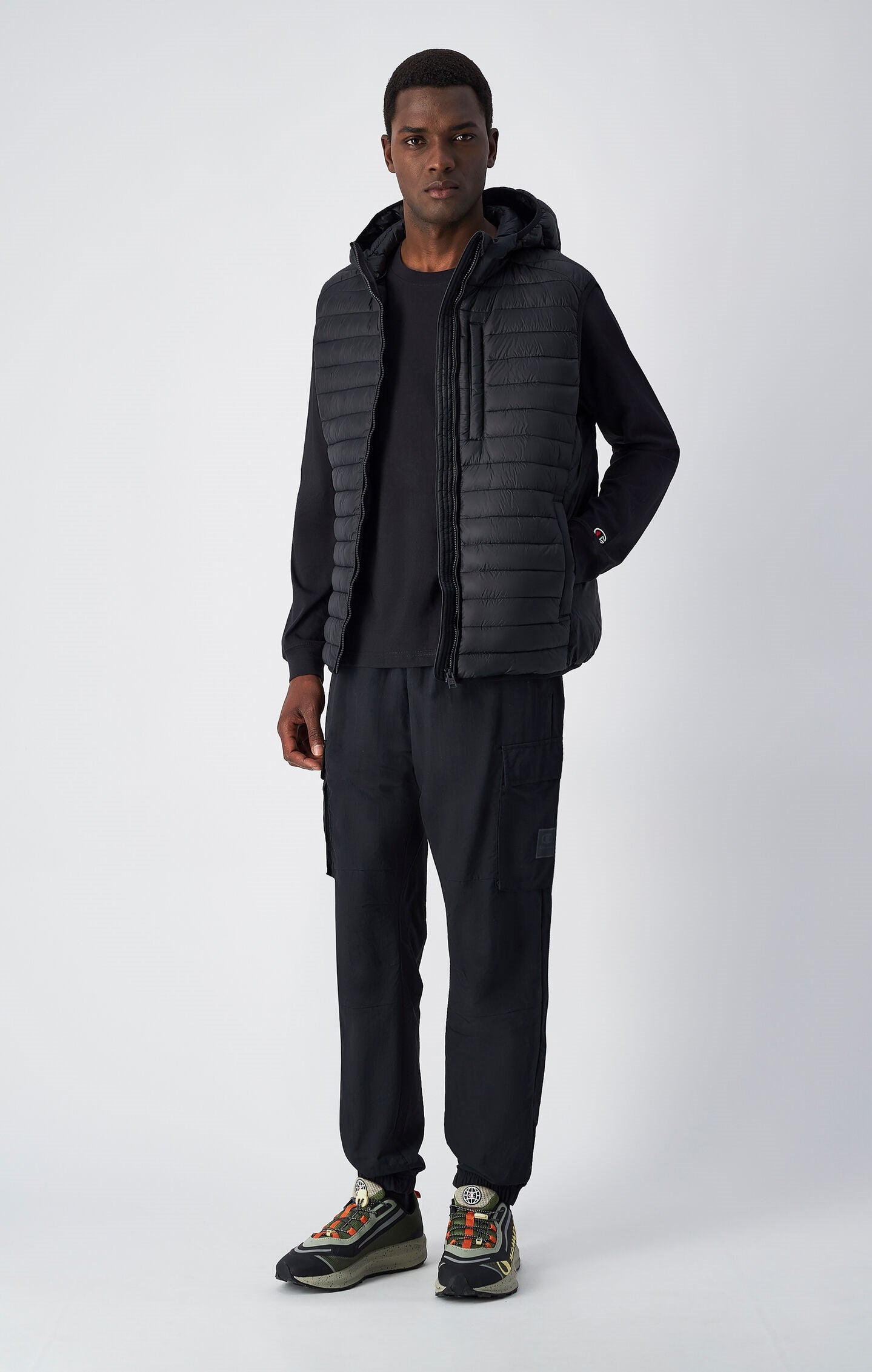 【Anyone more】Recti Nylon Hood Vest Jacket Nylon Hooded Zip-Up Vest | OAK + FORT