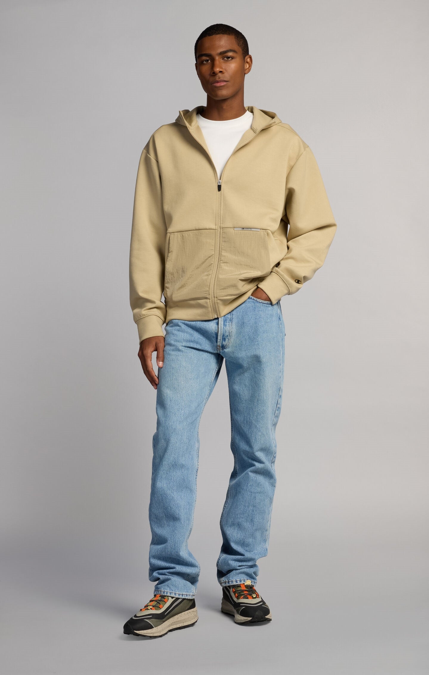 Felpa Uomo con Cappuccio e Zip in Interlock C-Tech