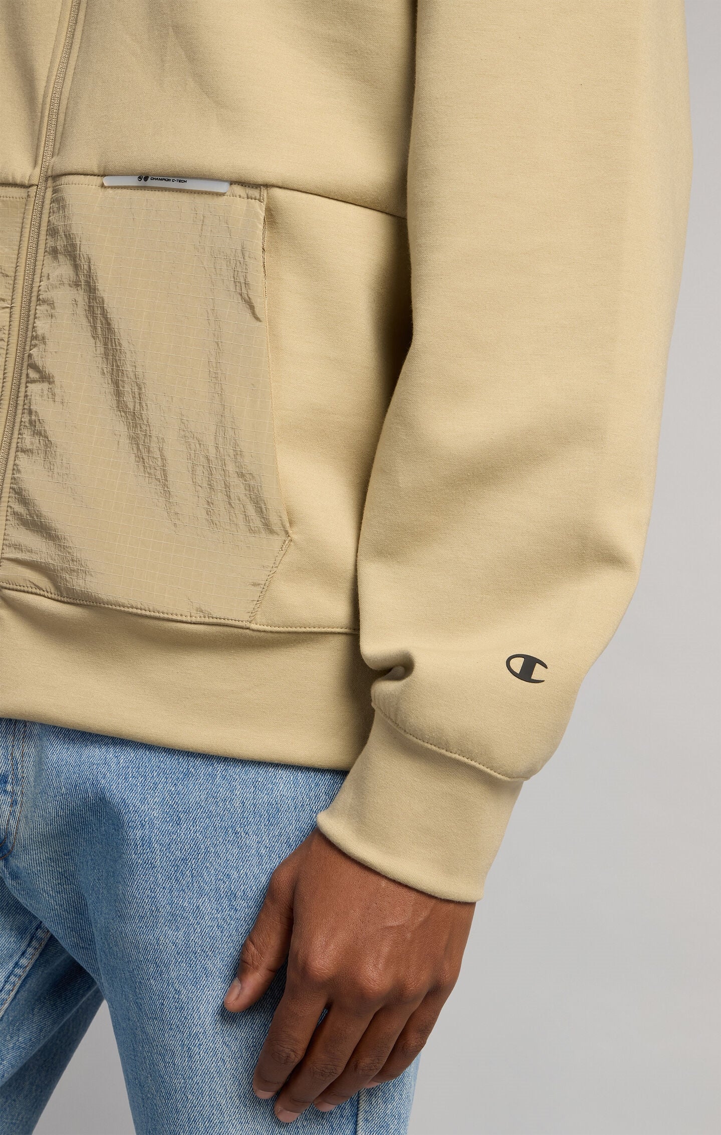 Felpa Uomo con Cappuccio e Zip in Interlock C-Tech