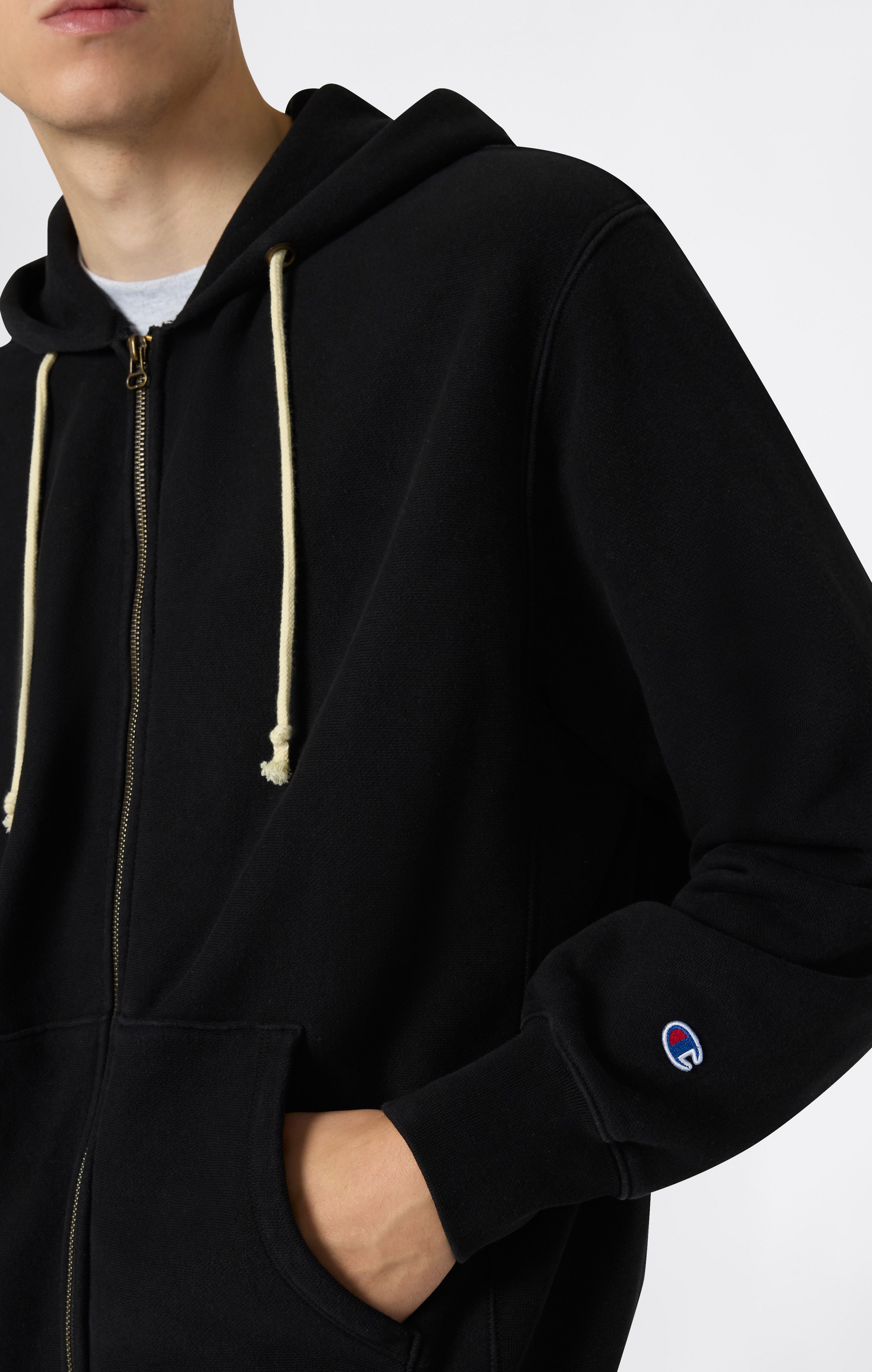 Men's Fleece Full Zip Hoodie Reverse Weave Black rwss core Men's Fleece Full Zip Hoodie Reverse Weave Black rwss core