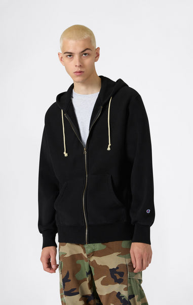 Men's Fleece Full Zip Hoodie Reverse Weave Black rwss core Men's Fleece Full Zip Hoodie Reverse Weave Black rwss core