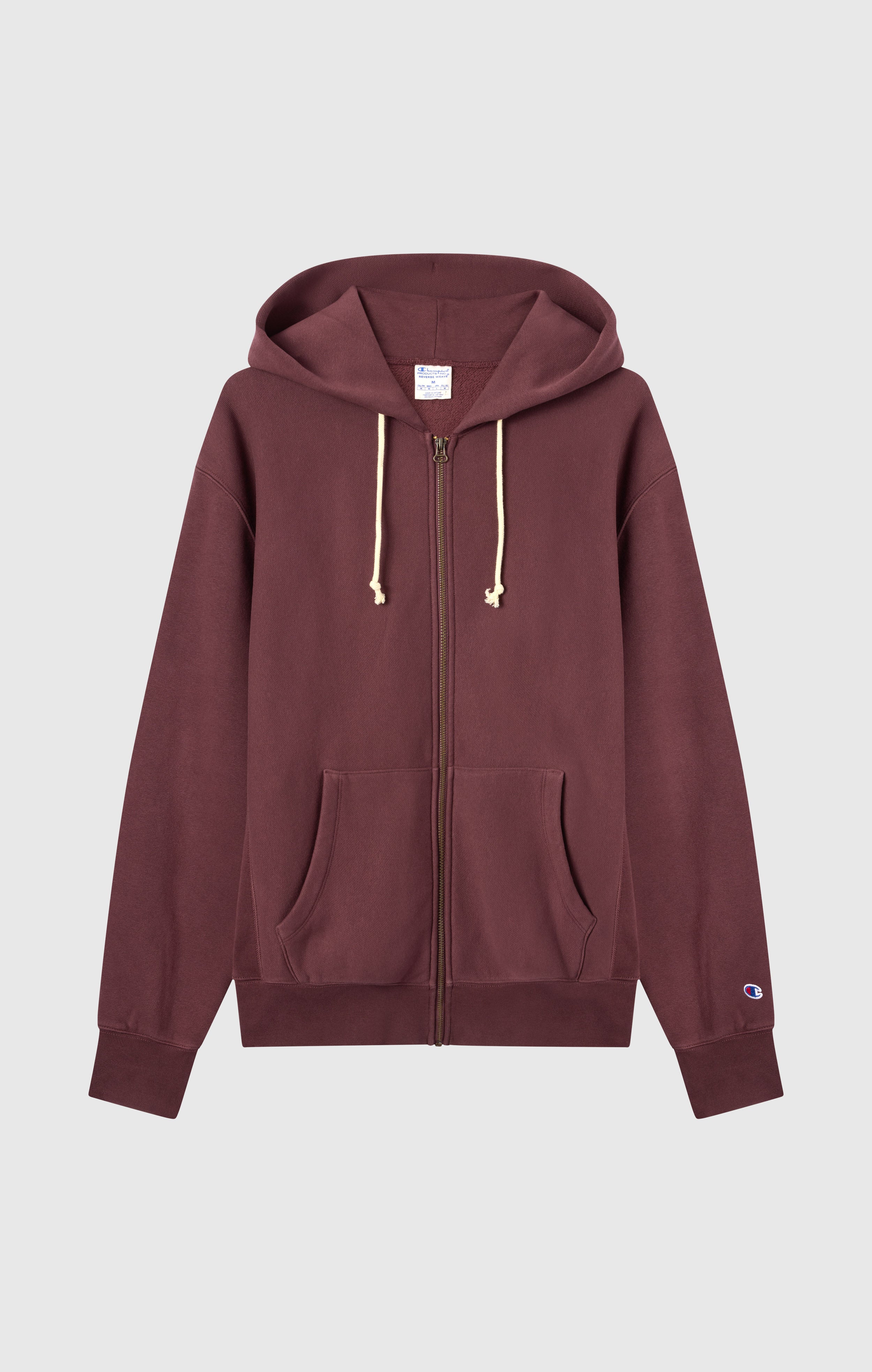 Men's Fleece Full Zip Hoodie Reverse Weave Brown rwss core