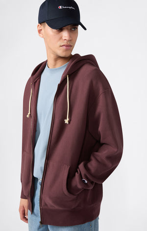 Felpa con Cappuccio, Interno Felpato e Zip Intera Uomo Reverse Weave