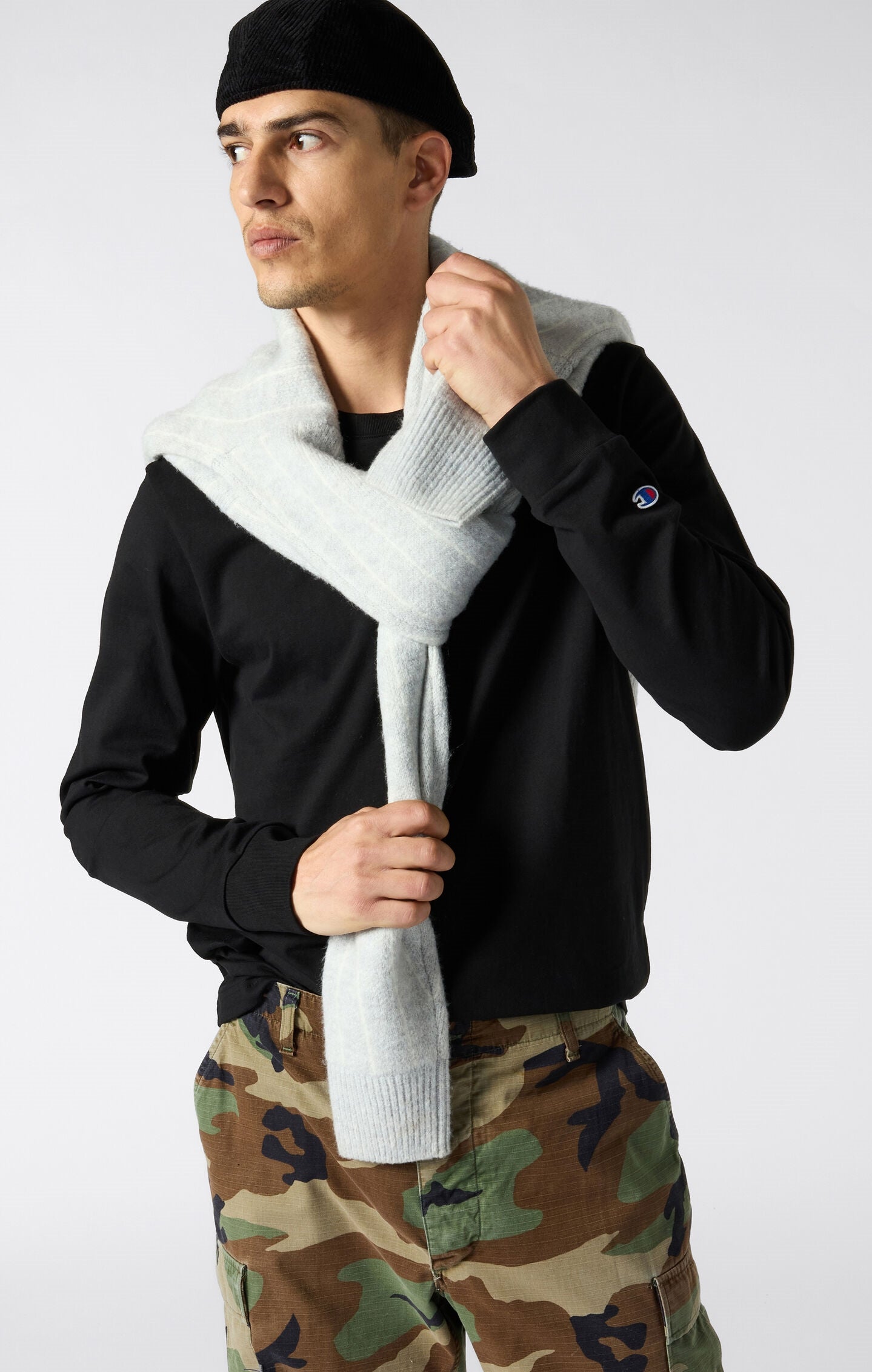 Oversize-Langarm-T-Shirt aus weicher schwerer Baumwolle für Herren