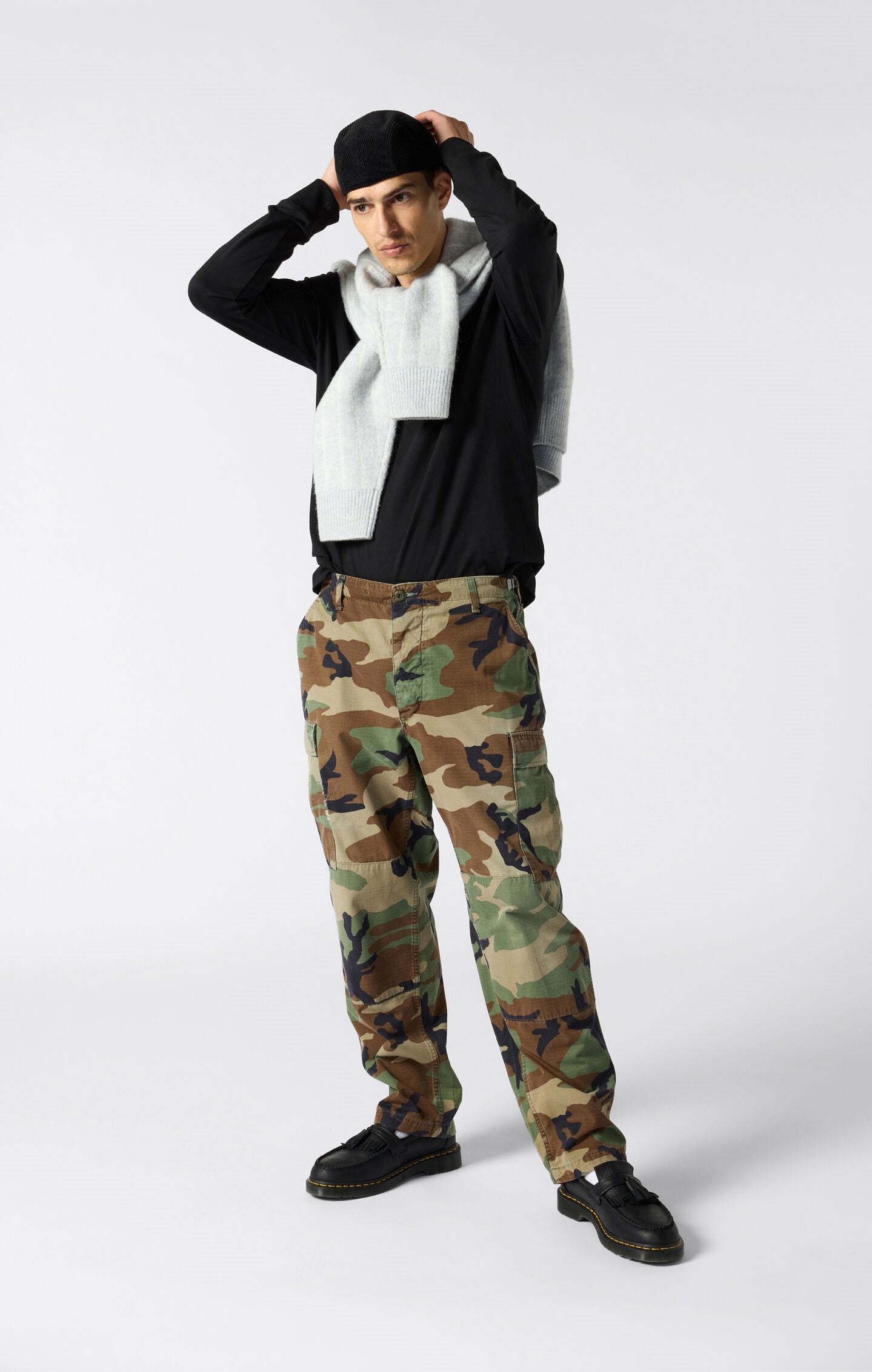 Oversize-Langarm-T-Shirt aus weicher schwerer Baumwolle für Herren