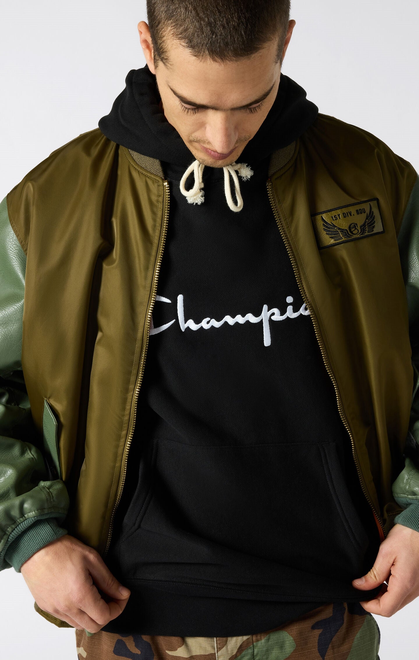 Felpa Leggera con Cappuccio Reverse Weave da Uomo