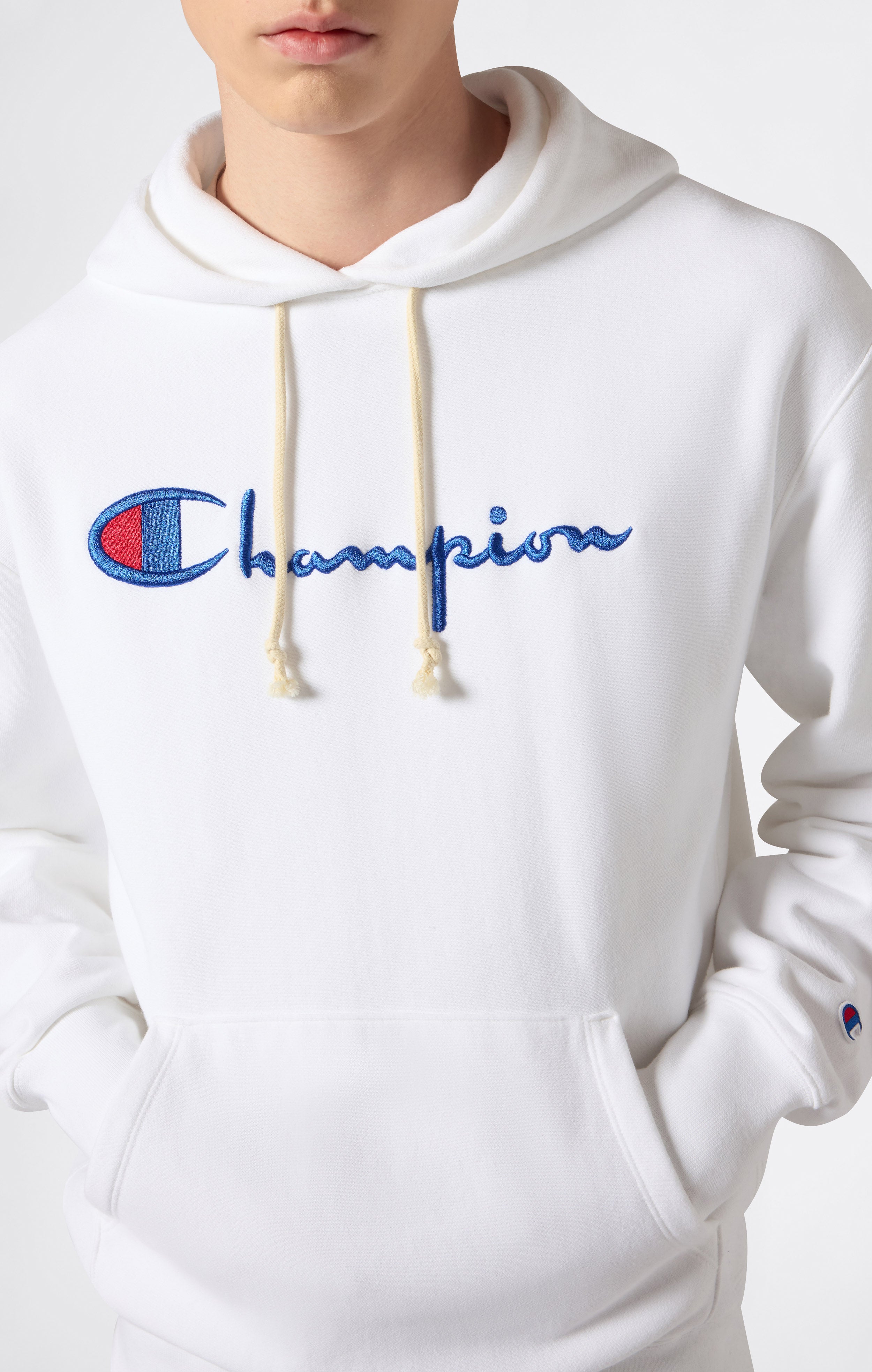 セール！80’s Champion Reverse Weave White Reverse Weave Men's Loose Fit Hoodie White rwss core | Champion
