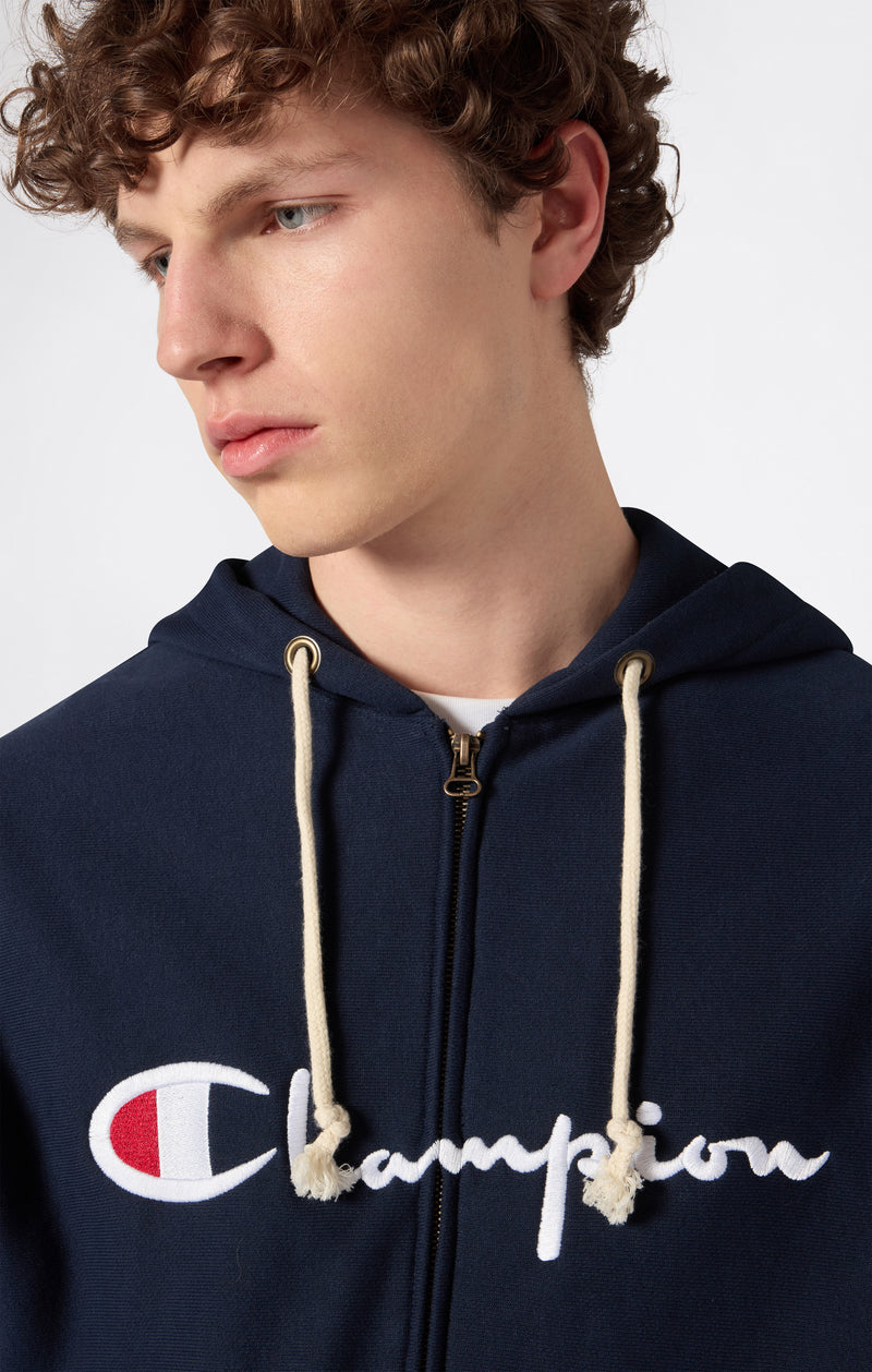 Felpa Leggera Con Cappuccio Full Zip Da Uomo Reverse Weave