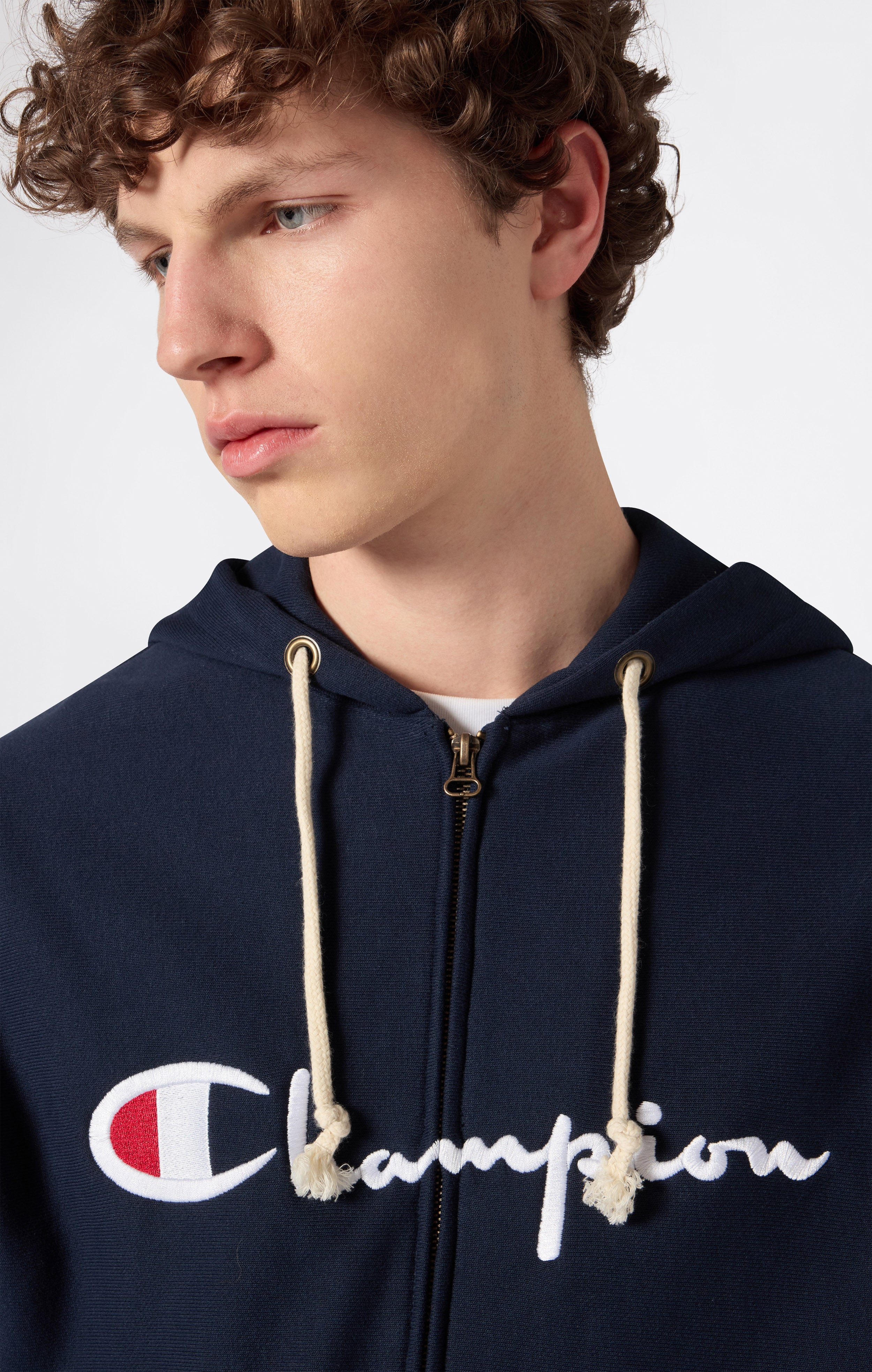 Felpa Leggera Con Cappuccio Full Zip Da Uomo Reverse Weave