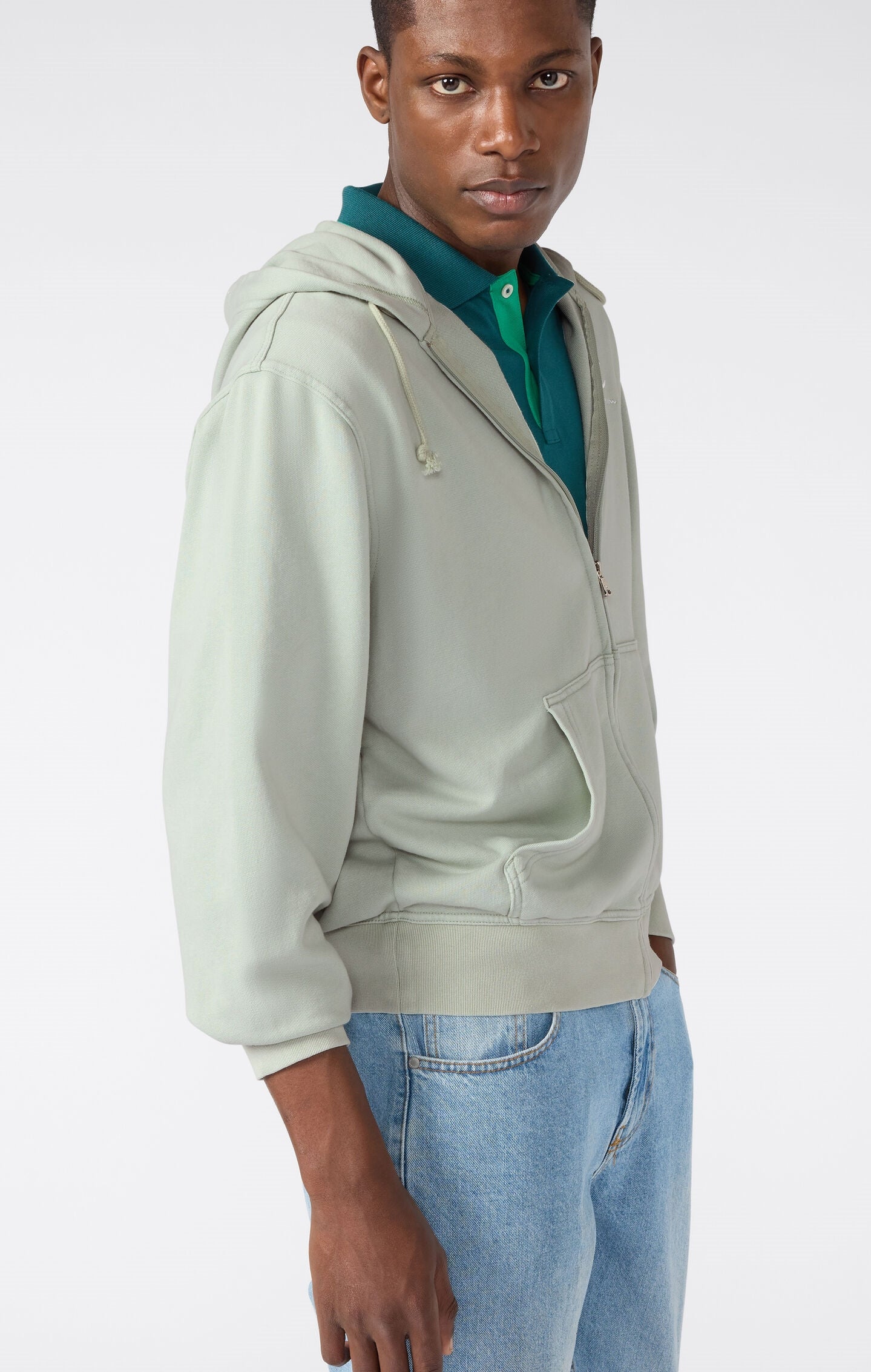 Sweat à Capuche Zippé Léger Effet Délavé Icons Homme