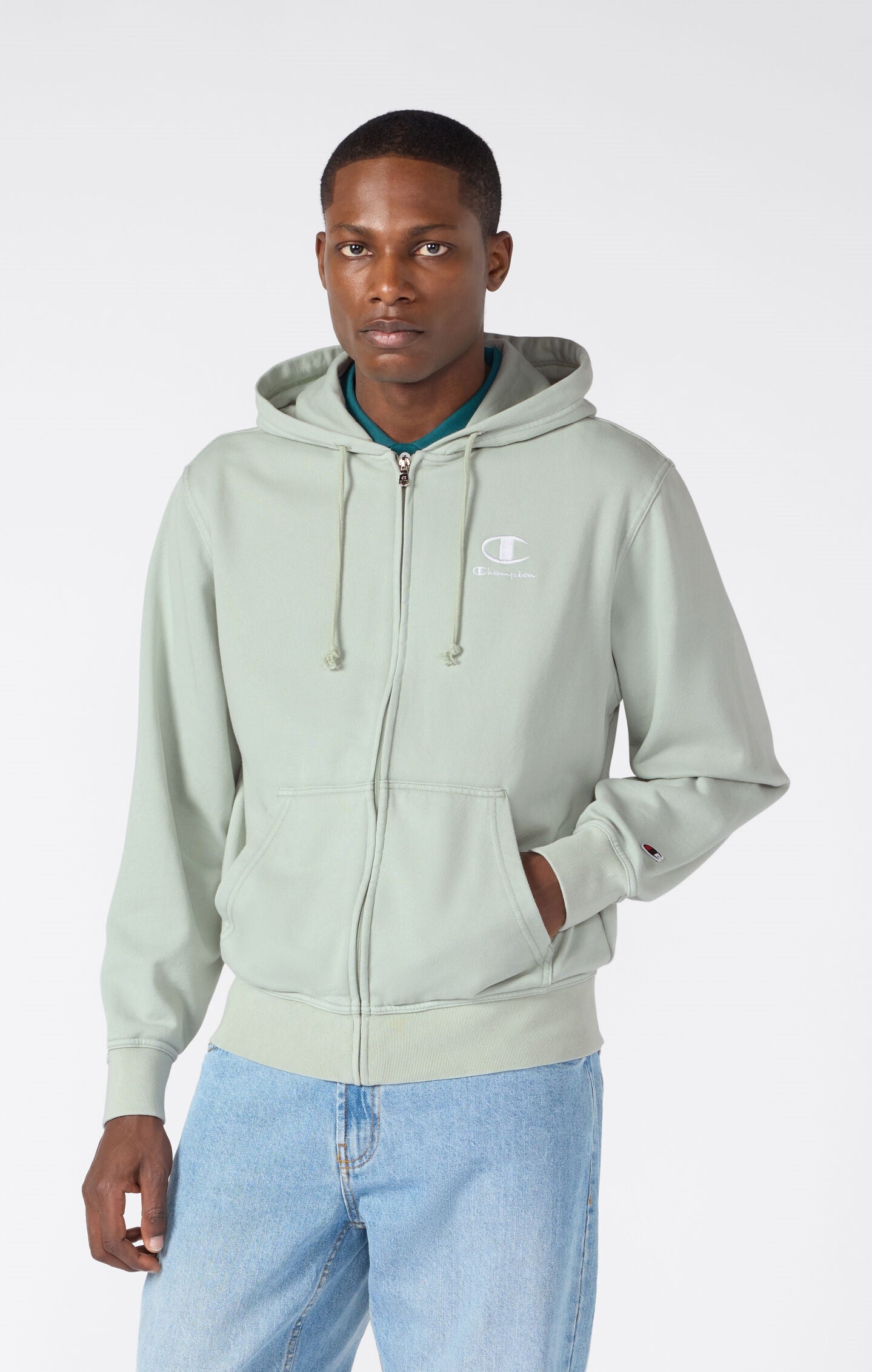 Sweat à Capuche Zippé Léger Effet Délavé Icons Homme