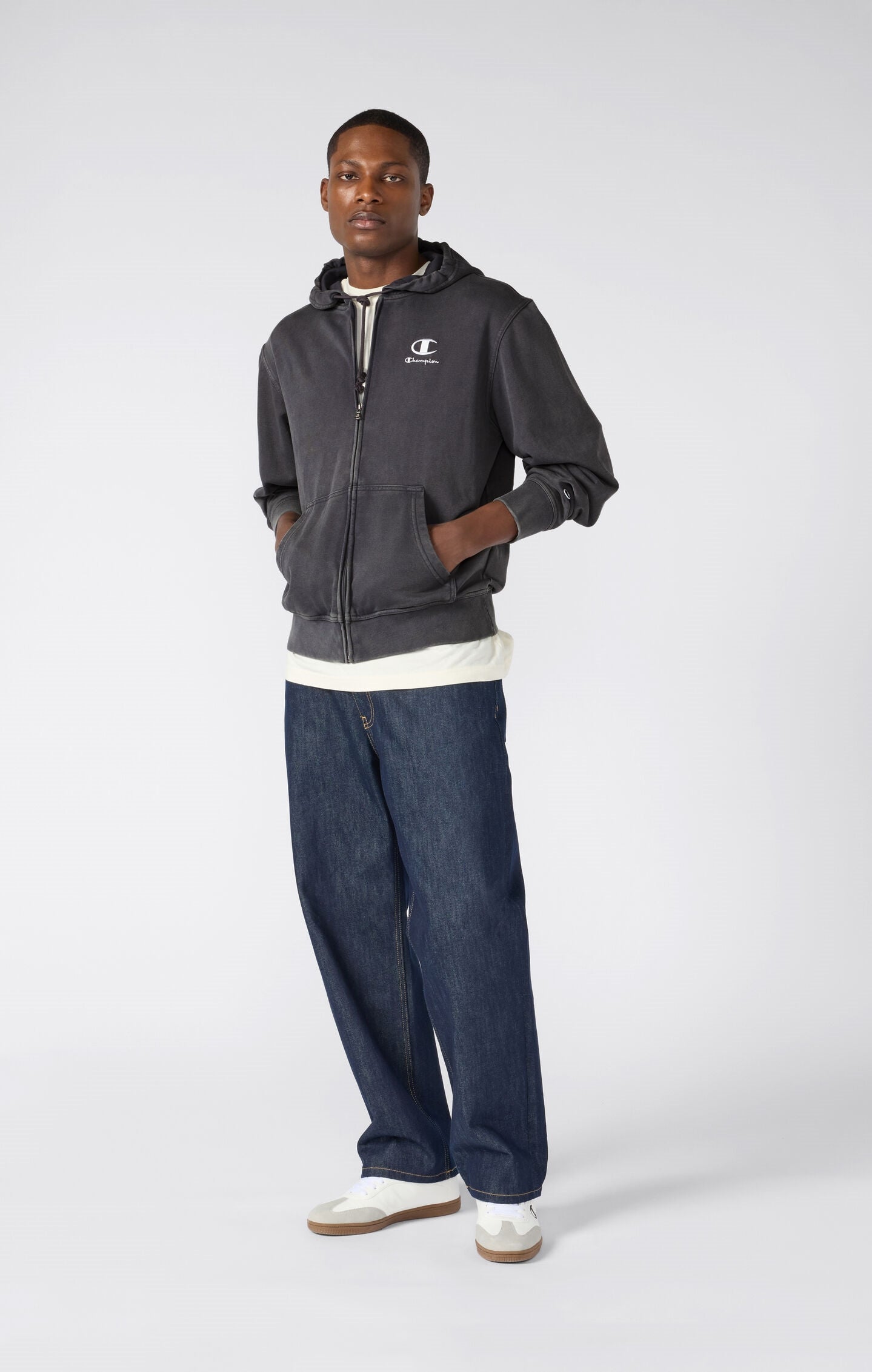 Men's Lightweight Washed-Effect Full-Zip Hoodie Icons