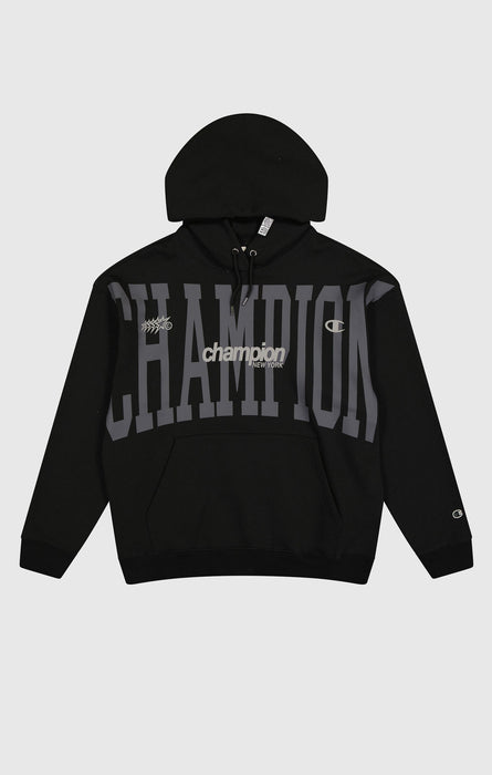 Hoodie für Herren in Allover-Black und Loose Fit