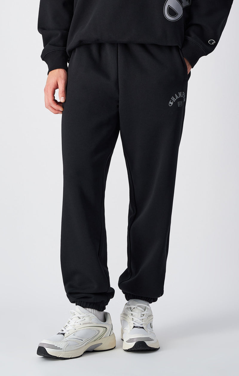 Jogginghose für Herren in Allover-Black mit elastischen Bündchen
