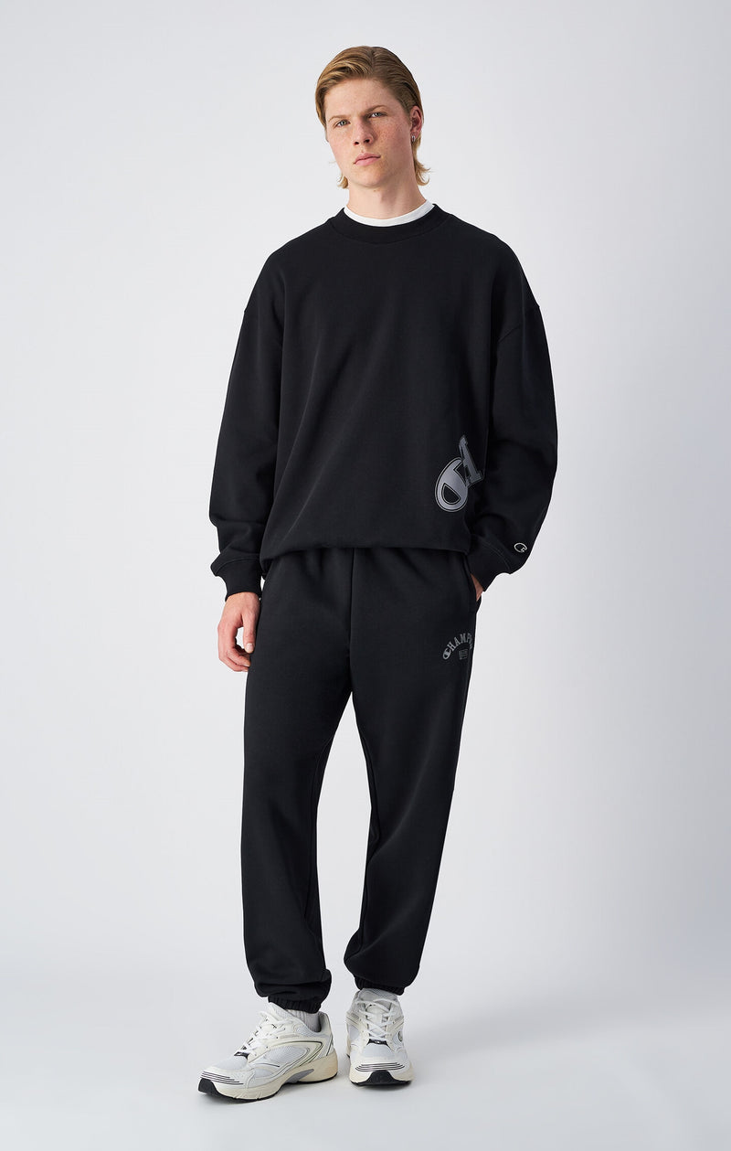 Jogginghose für Herren in Allover-Black mit elastischen Bündchen