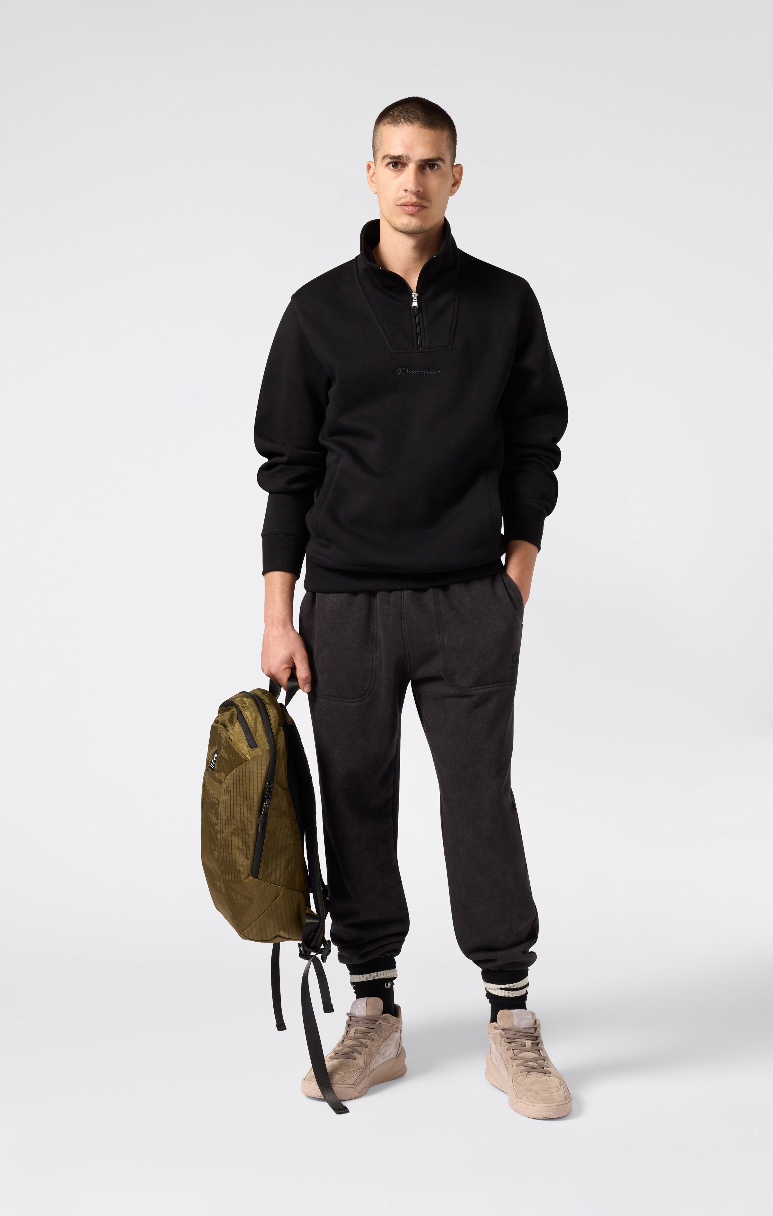 Sweat Homme avec Demi-Zip et Doublure Polaire Icons