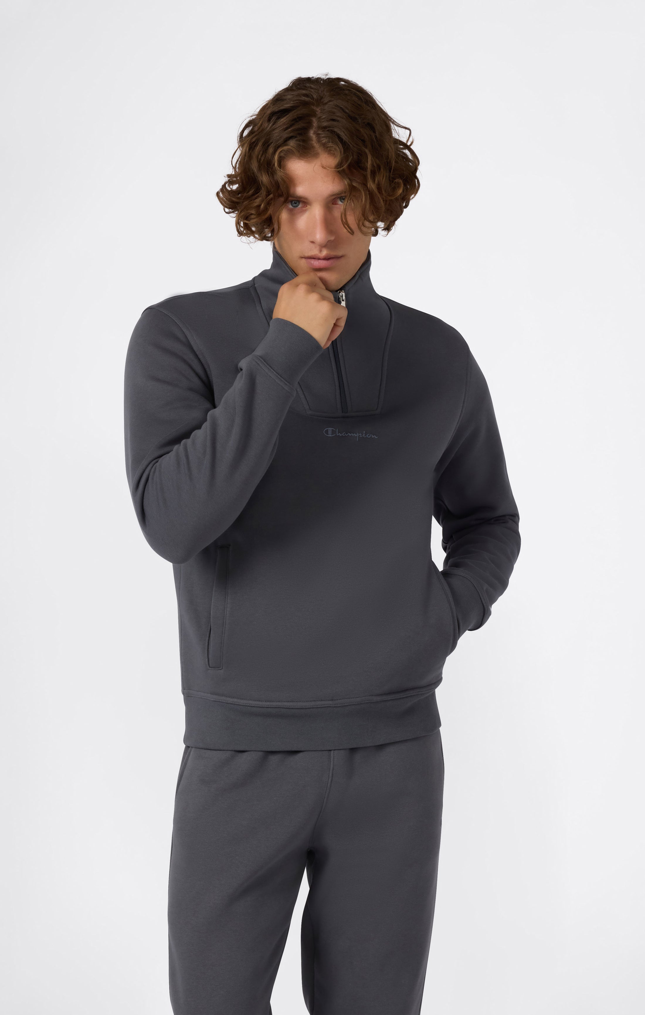 Sudadera Hombre con Media Cremallera y Forro Polar Icons