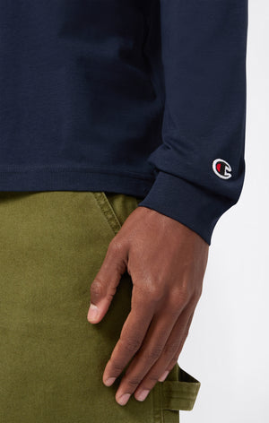 Herren Langarmshirt Mit Rundhalsausschnitt Und Großem Gesticktem Logo Icons