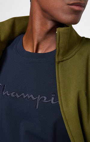 Herren Langarmshirt Mit Rundhalsausschnitt Und Großem Gesticktem Logo Icons