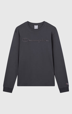 Herren Langarmshirt Mit Rundhalsausschnitt Und Großem Gesticktem Logo Icons