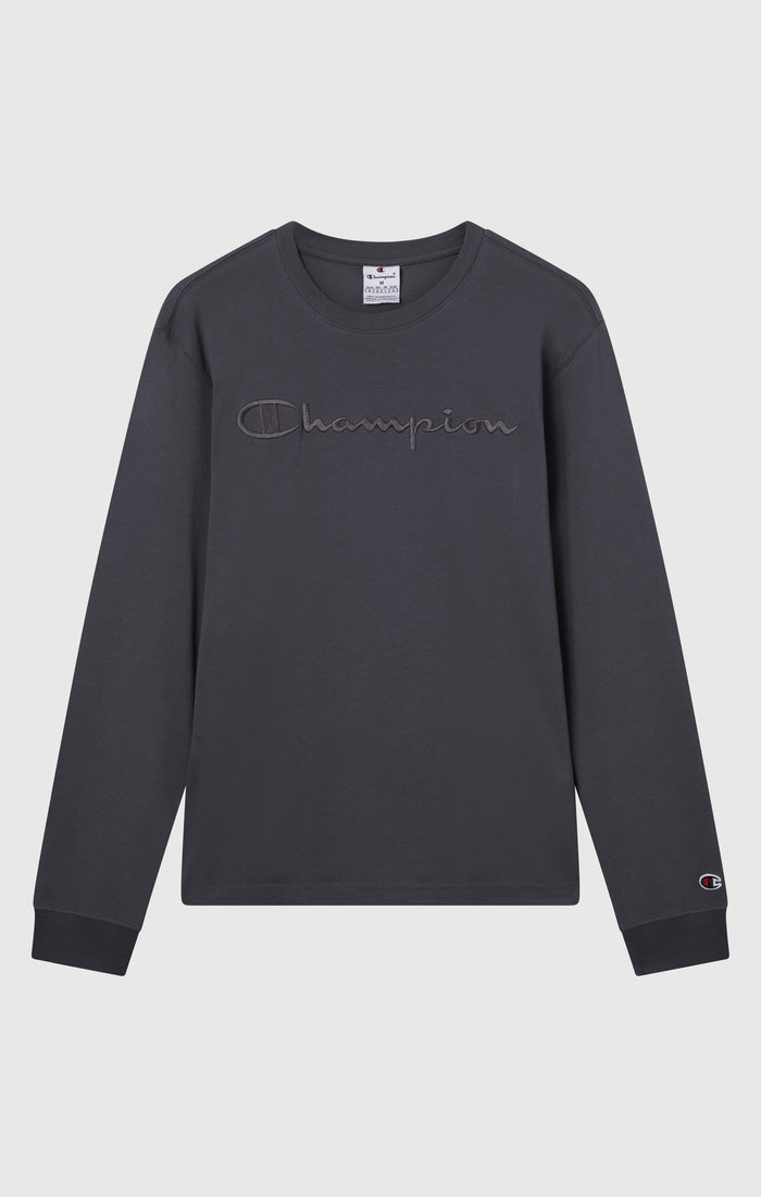 Herren Langarmshirt Mit Rundhalsausschnitt Und Großem Gesticktem Logo Icons