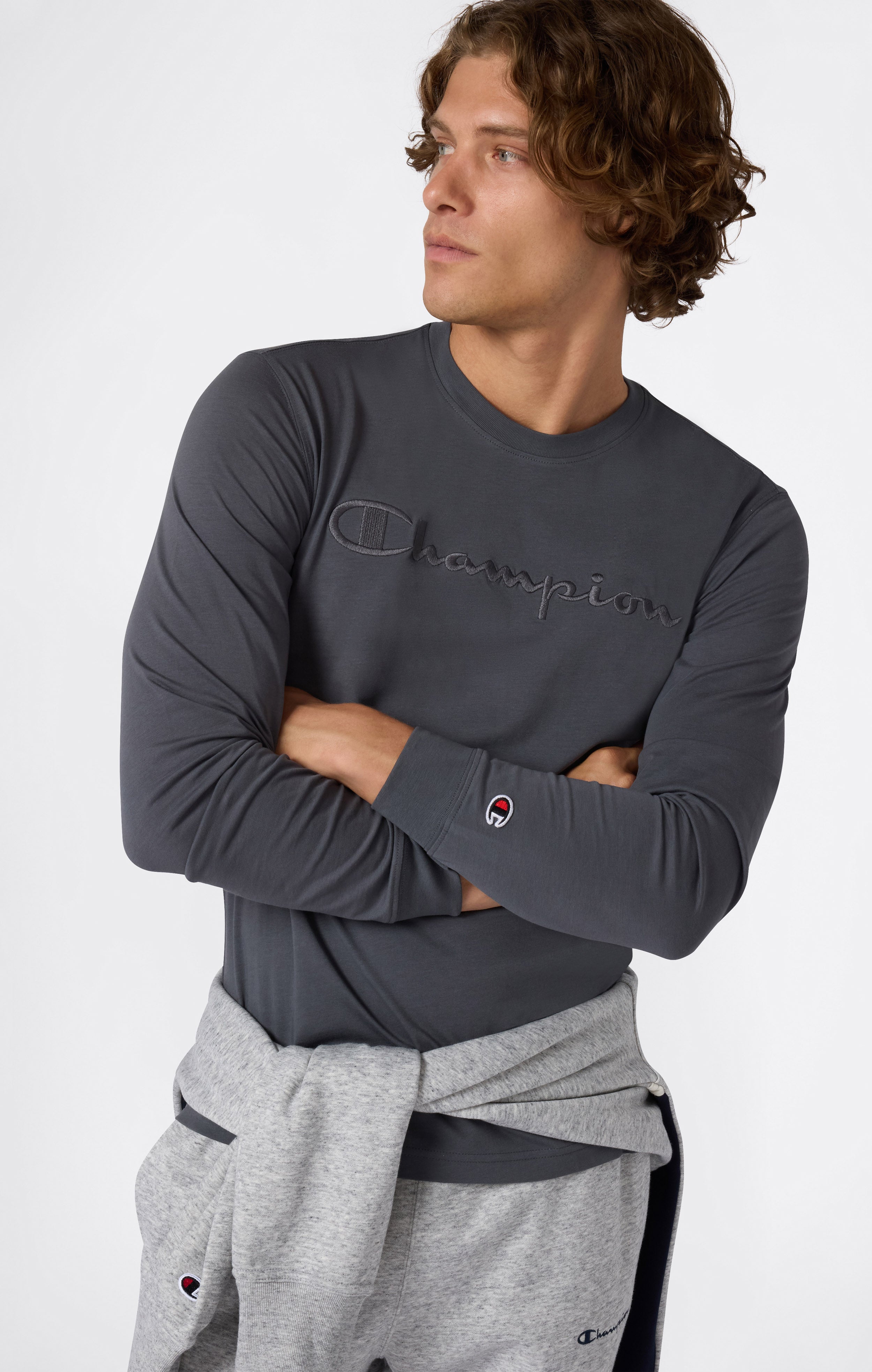 Men’s Crewneck Long Sleeve With Big Embroidery Logo T-Shirt Icons