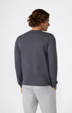 Herren Langarmshirt Mit Rundhalsausschnitt Und Großem Gesticktem Logo Icons