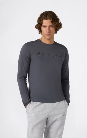 Herren Langarmshirt Mit Rundhalsausschnitt Und Großem Gesticktem Logo Icons