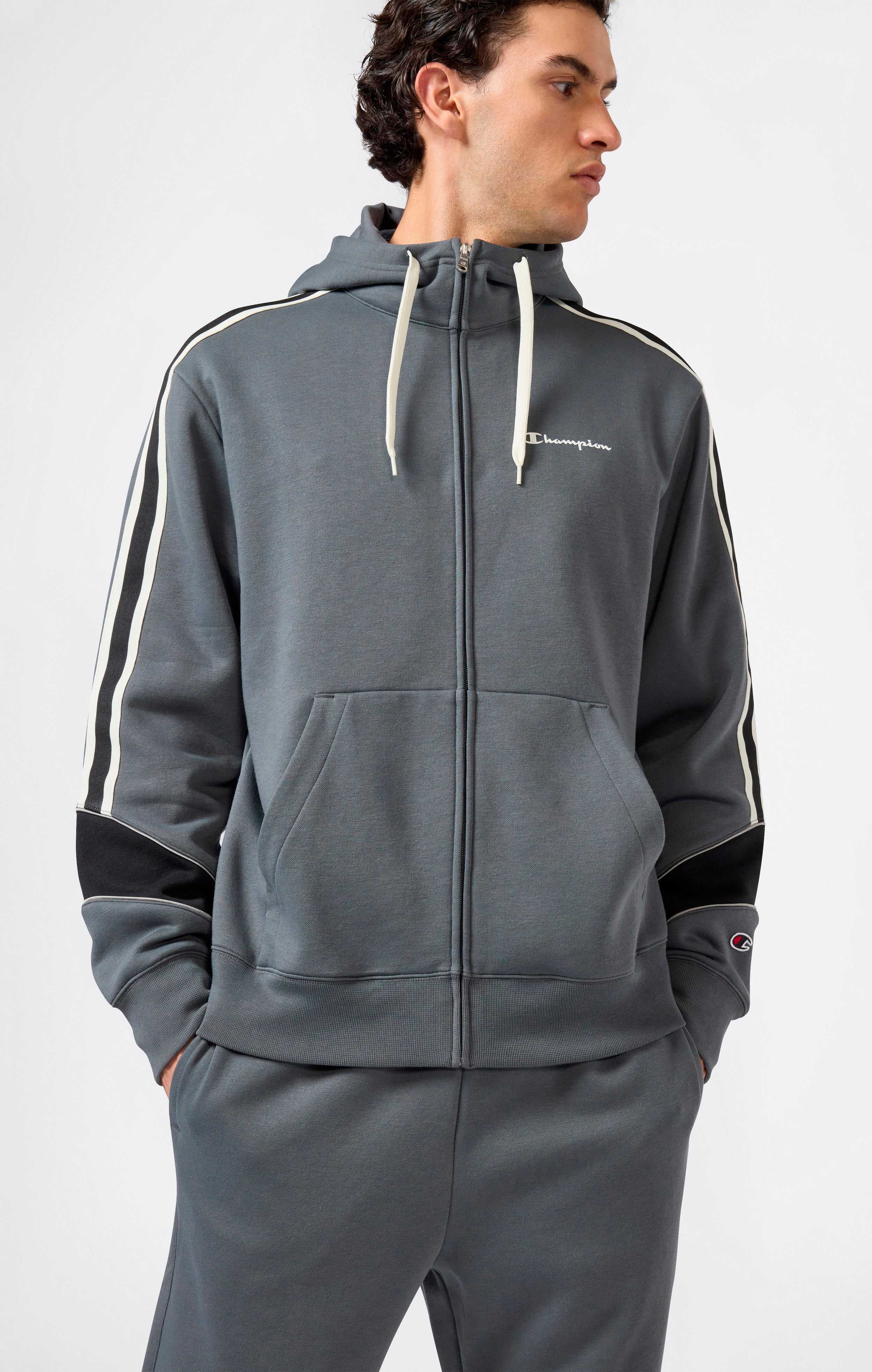 Trainingsanzug mit Kapuze und Reißverschluss für Herren mit angerautem Innenmaterial