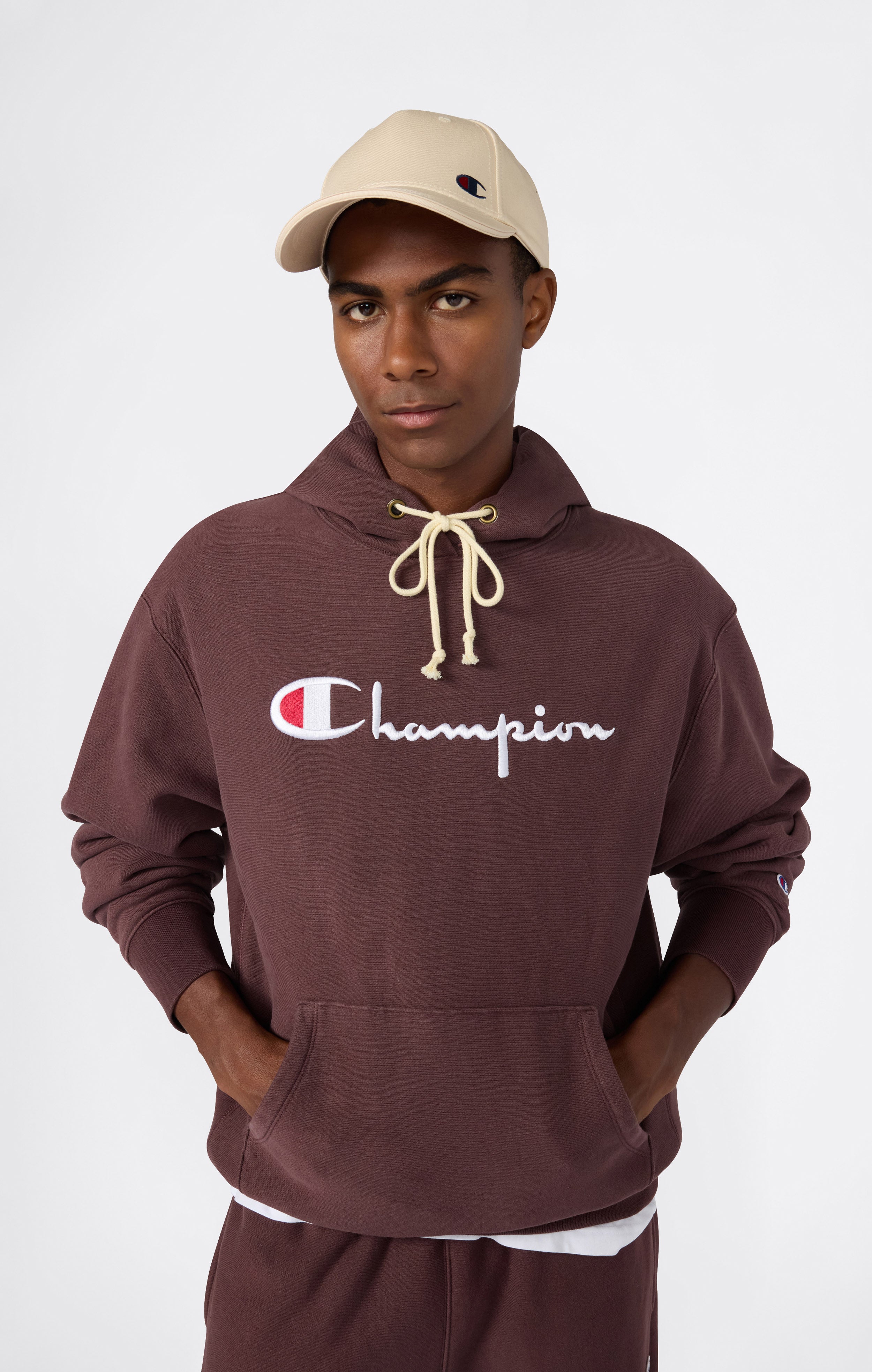 Felpa Pesante con Cappuccio e Interno Felpato Reverse Weave da Uomo