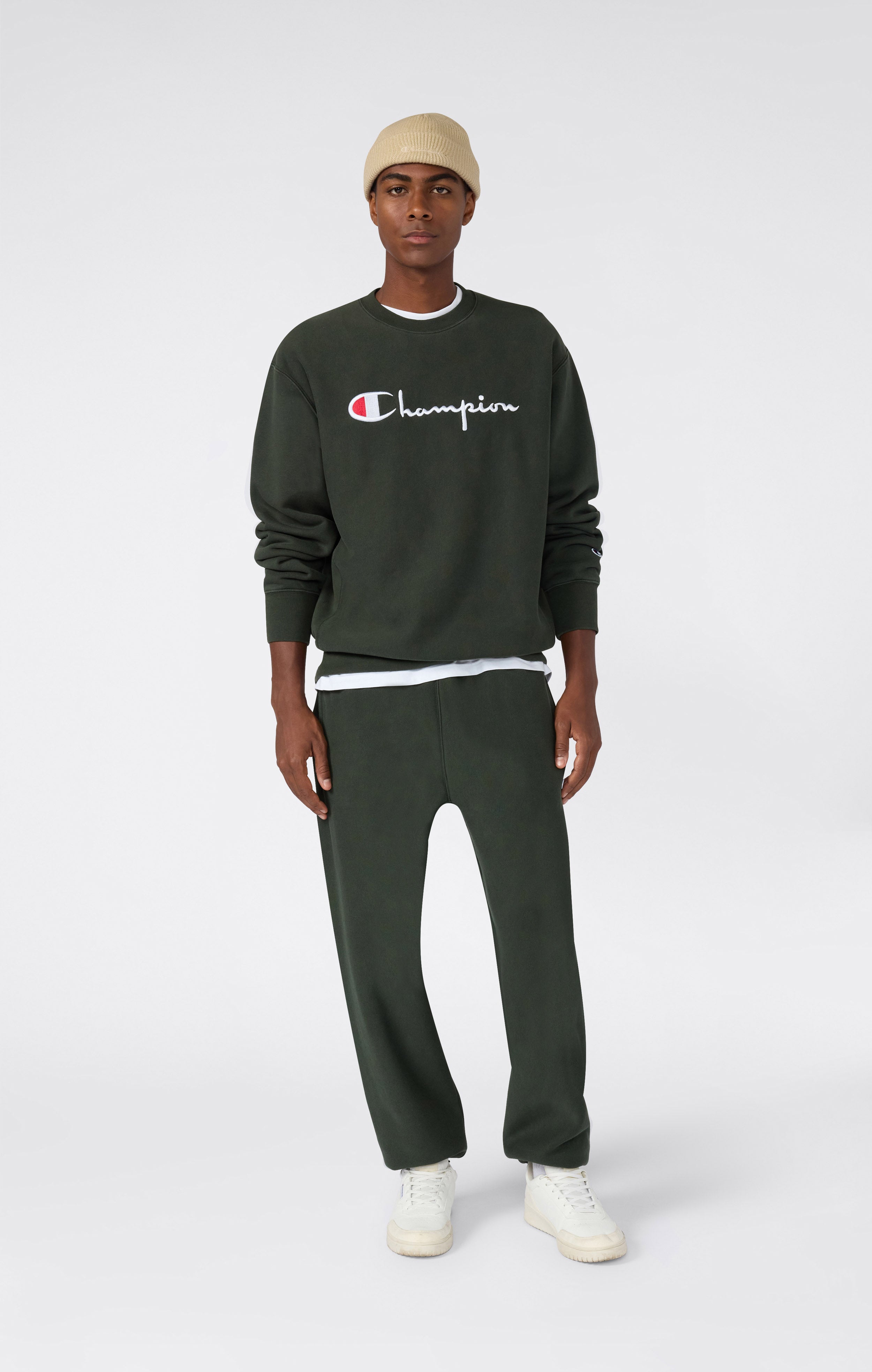 Sudadera de Peso Pesado Reverse Weave para Hombre de Cuello Redondo con Interior Afelpado