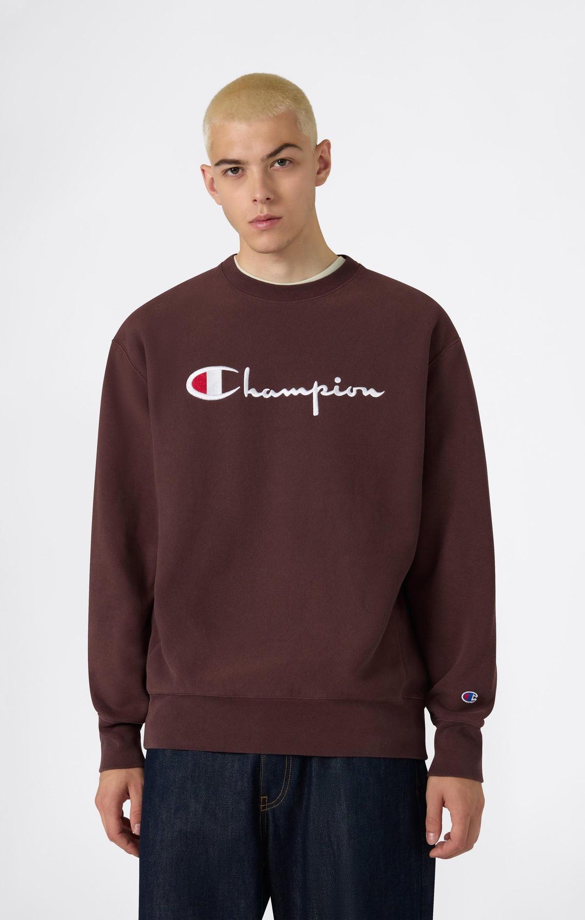 Sweat à Col Rond Reverse Weave Lourd pour Homme avec Intérieur Gratté