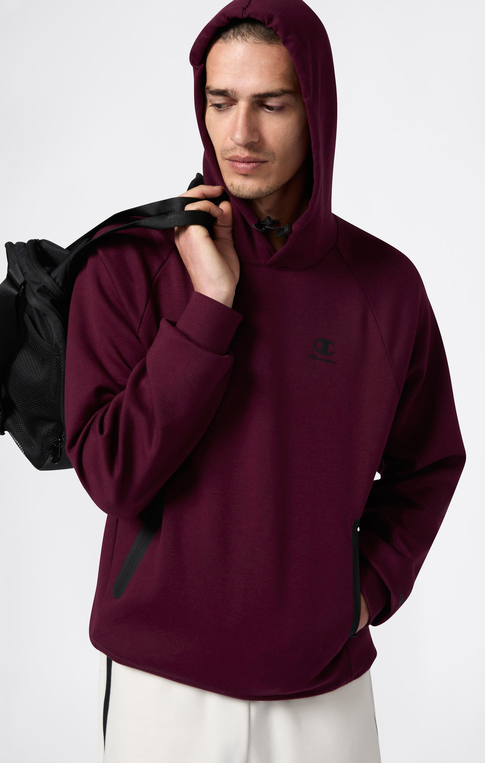 Men’s Stretch Poly-Cotton Hooded Sweatshirt  C-Tech