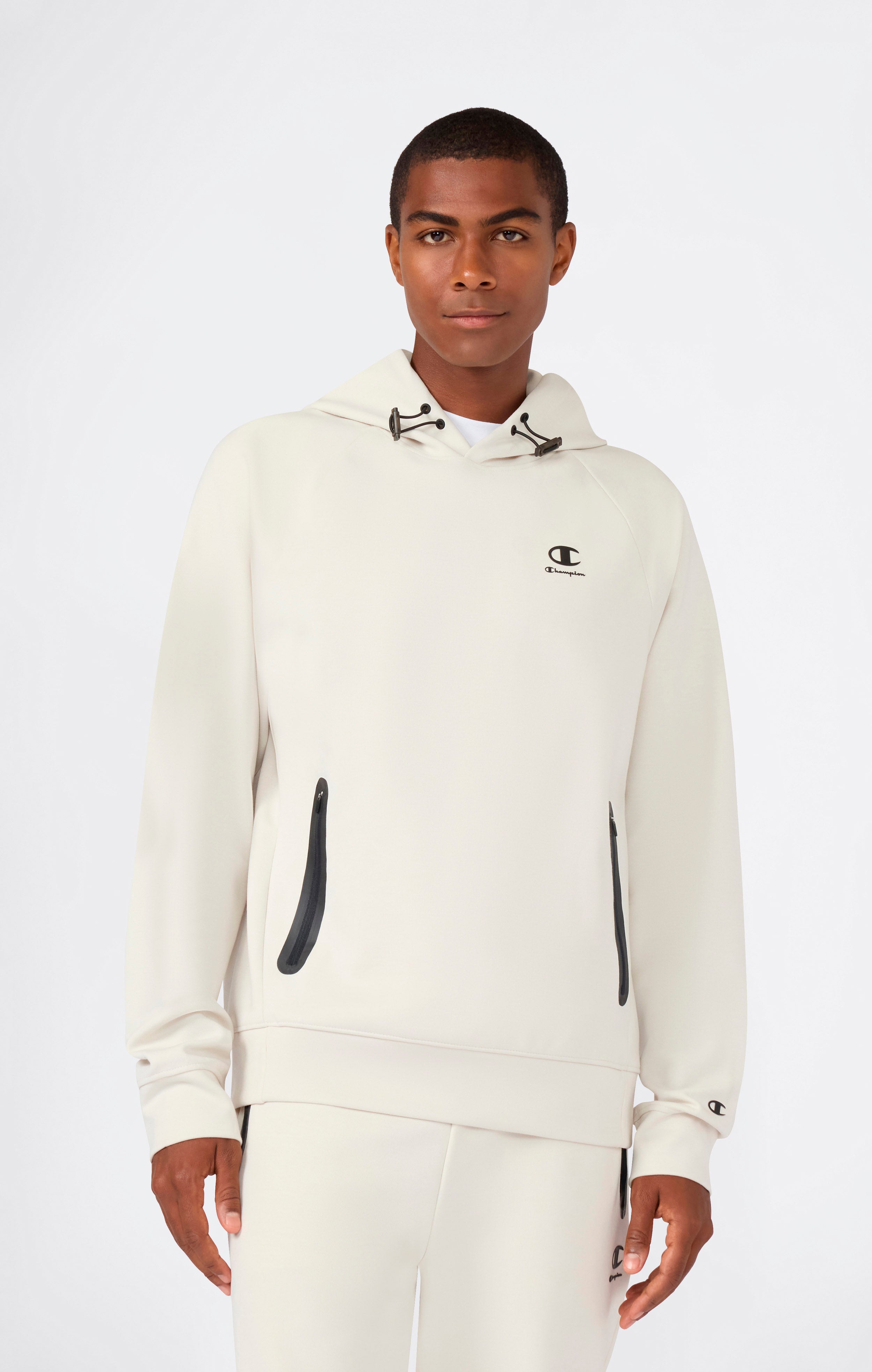 Men's Stretch Poly-Cotton Hooded Sweatshirt C-Tech Cream c