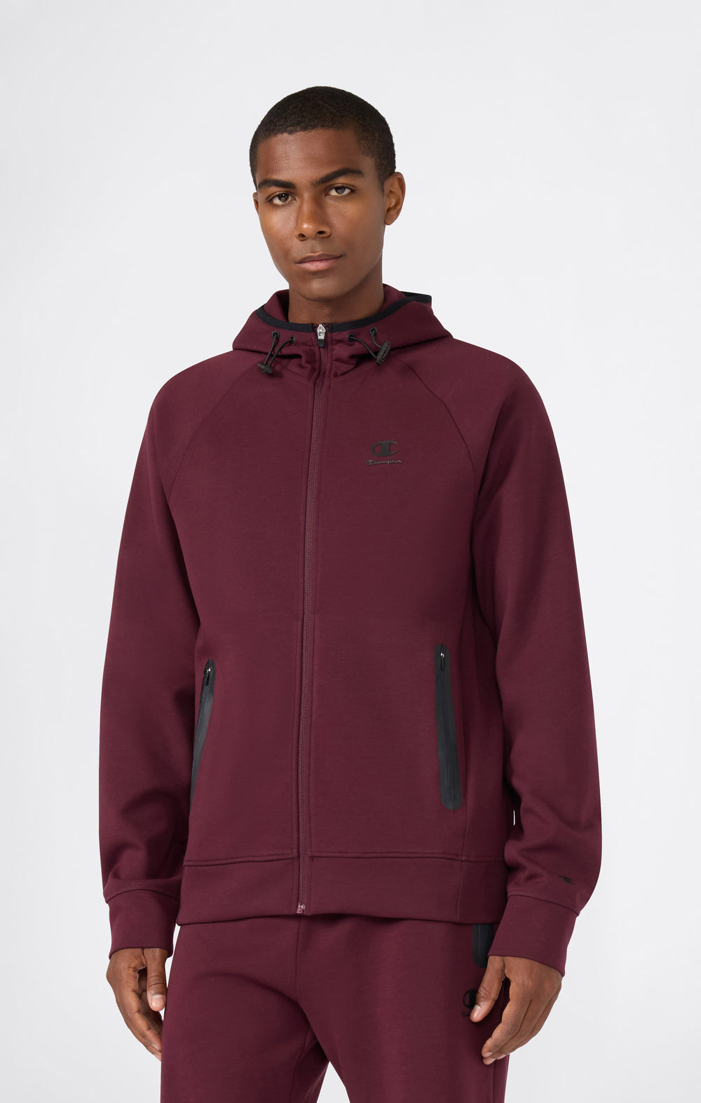 Men’s Stretch Poly-Cotton Full Zip Hooded Sweatshirt C-Tech