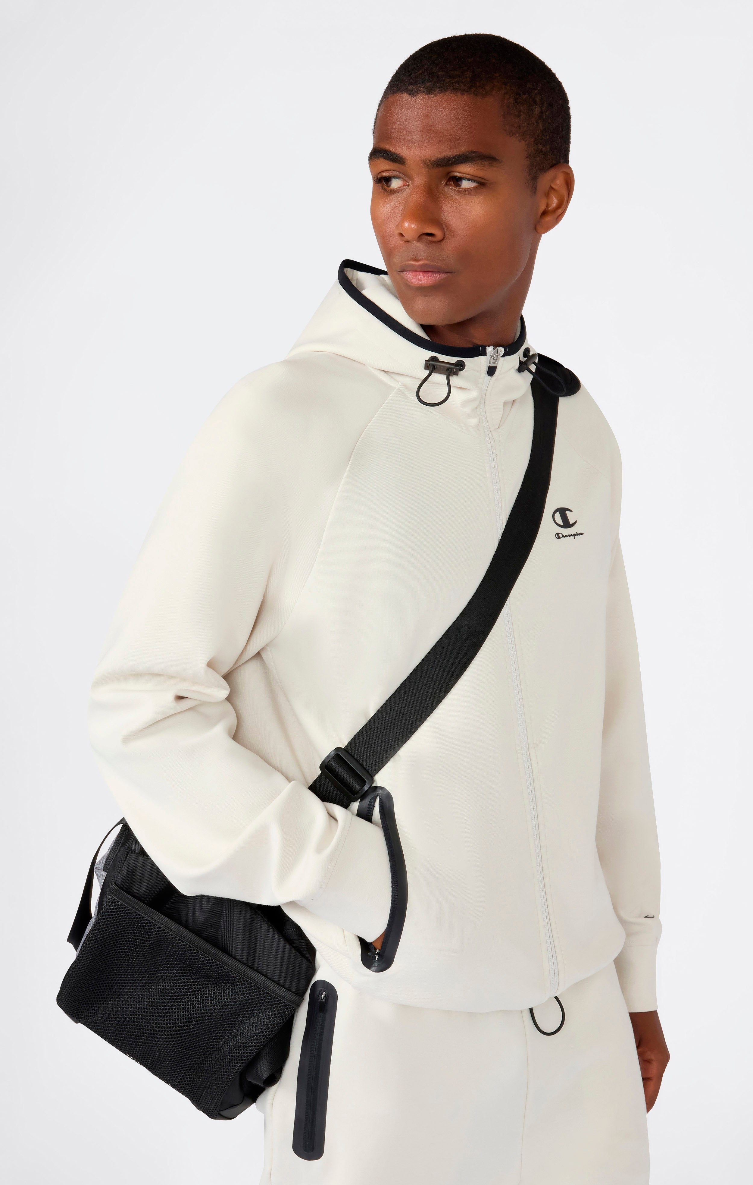 Men’s Stretch Poly-Cotton Full Zip Hooded Sweatshirt C-Tech