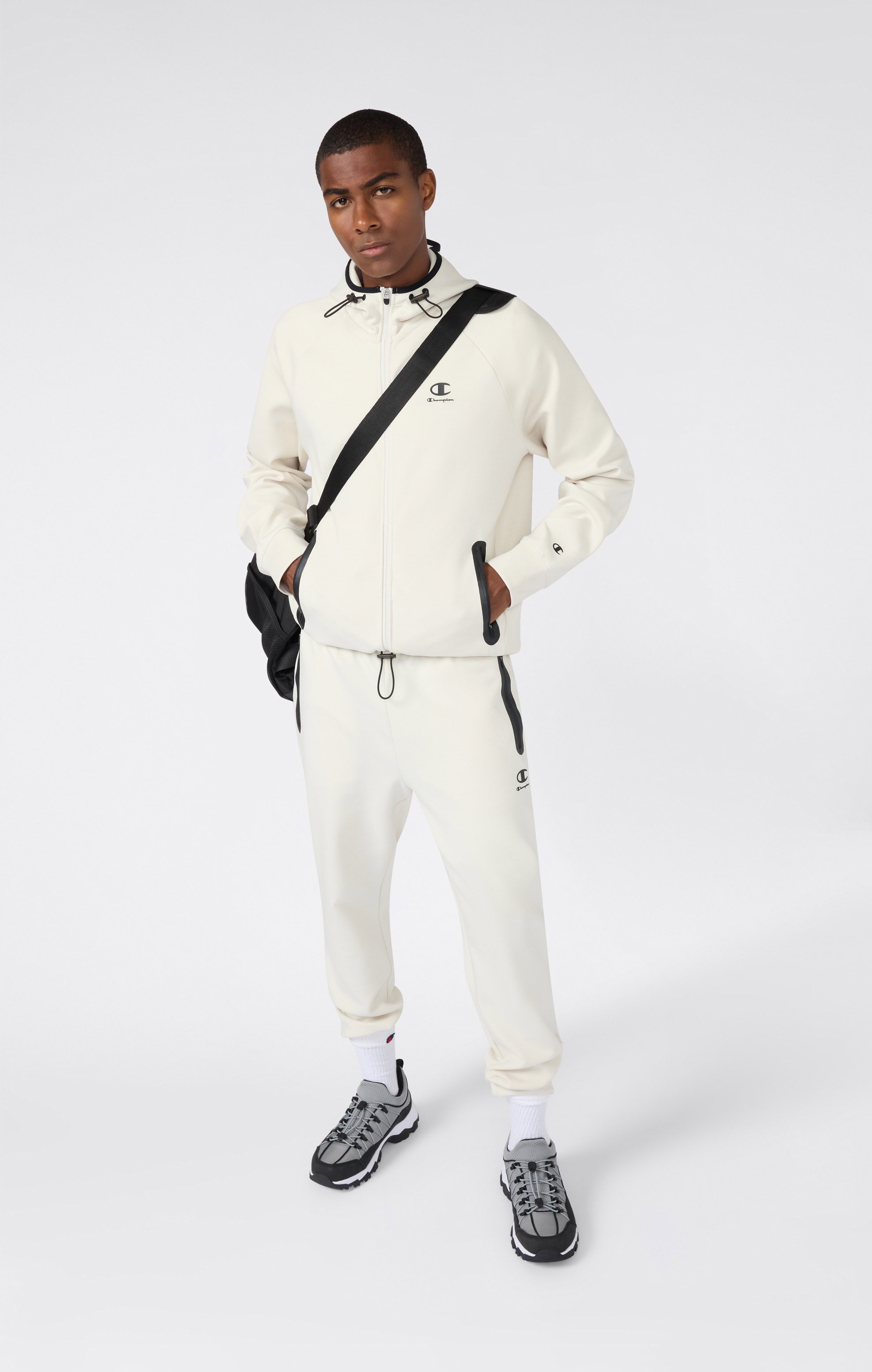 Men’s Stretch Poly-Cotton Full Zip Hooded Sweatshirt C-Tech