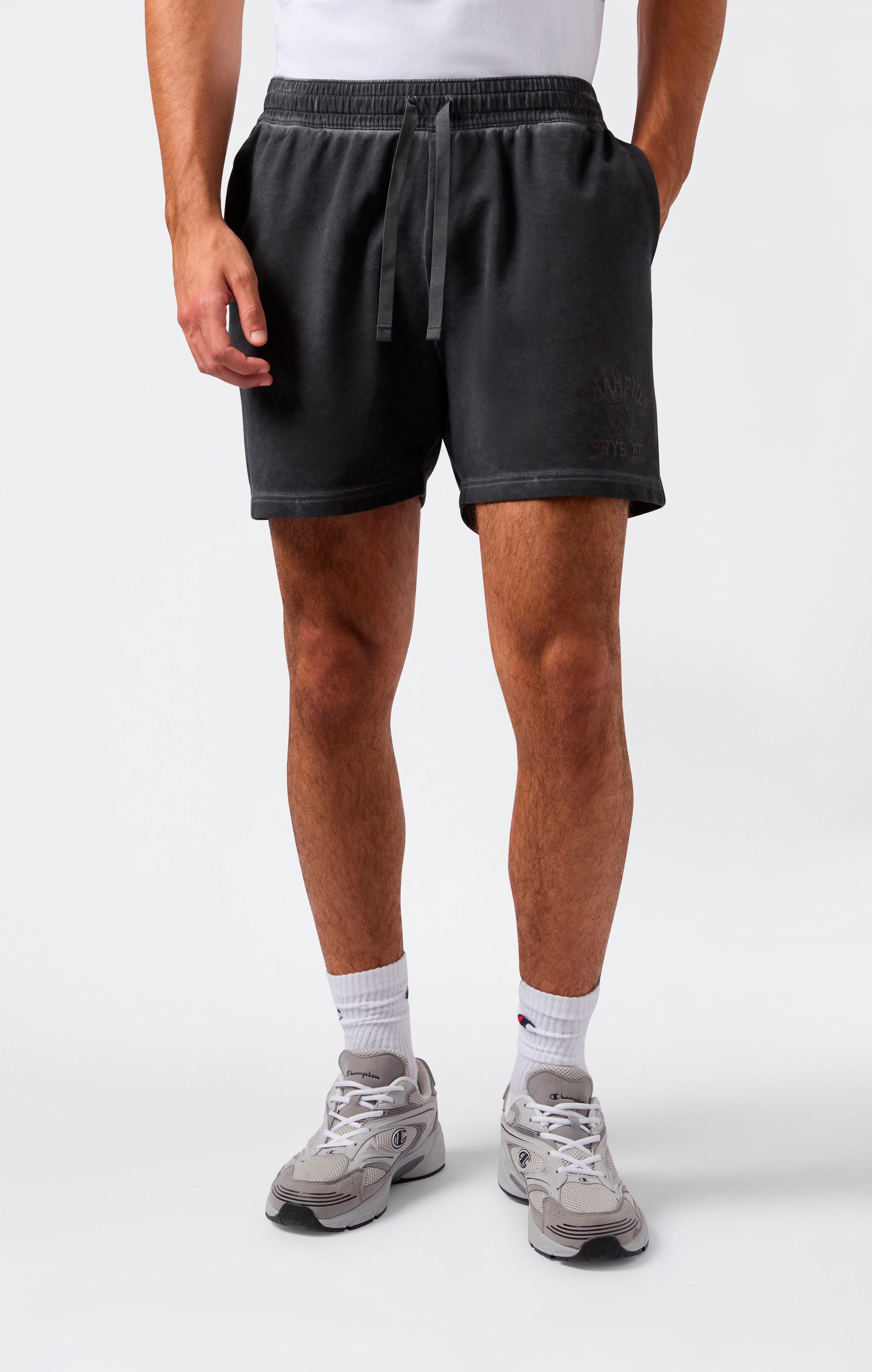 Shorts homme en éponge stretch effet délavé 5''