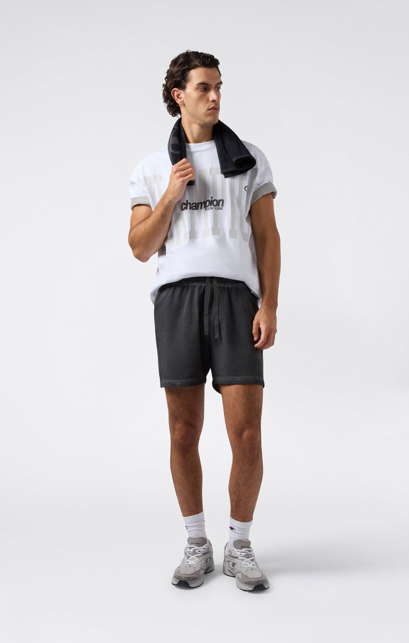 Shorts homme en éponge stretch effet délavé 5''