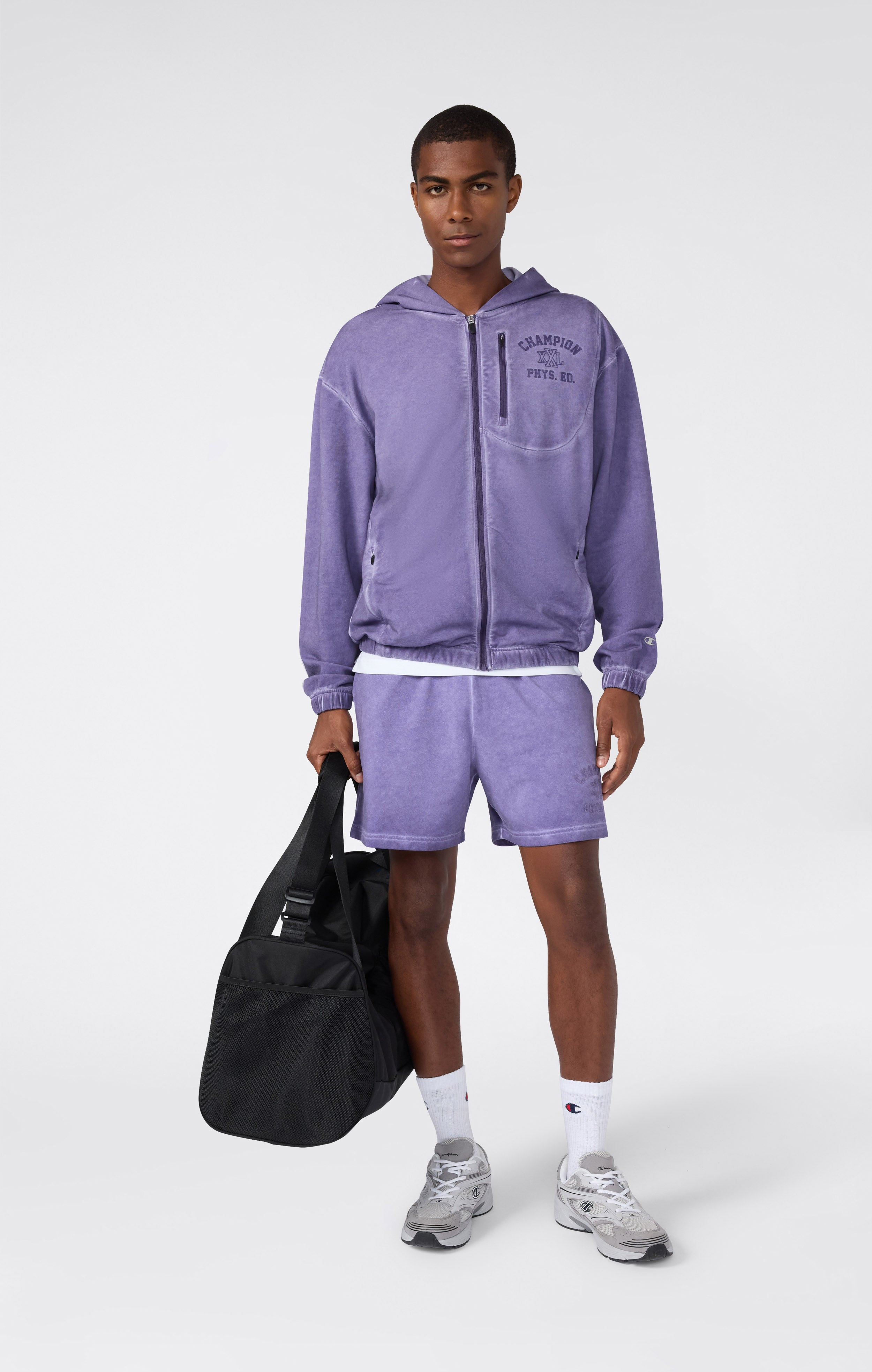 Pantaloncini da uomo in terry elasticizzato effetto slavato da 5''