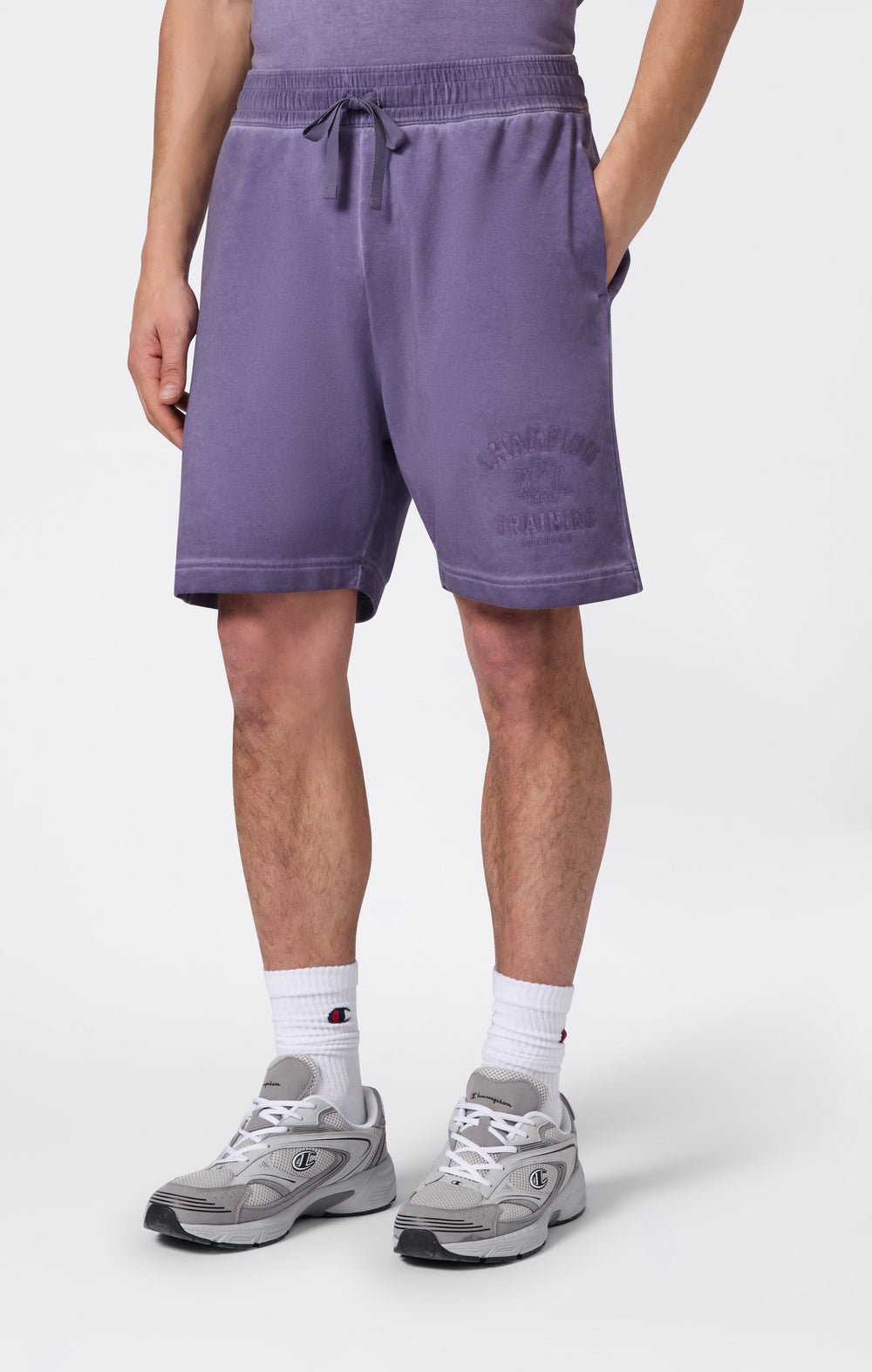 Pantaloncini Uomo Effetto Slavato Stretch Terry 7''