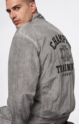 Herren Nylon-Top Mit Voller Reißverschluss Im Washed-Look