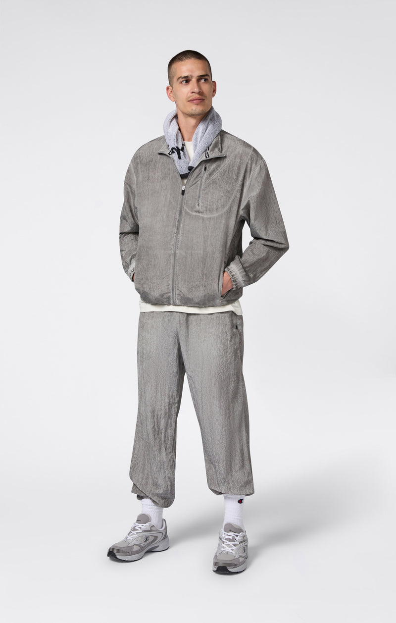 Herren Nylon-Top Mit Voller Reißverschluss Im Washed-Look