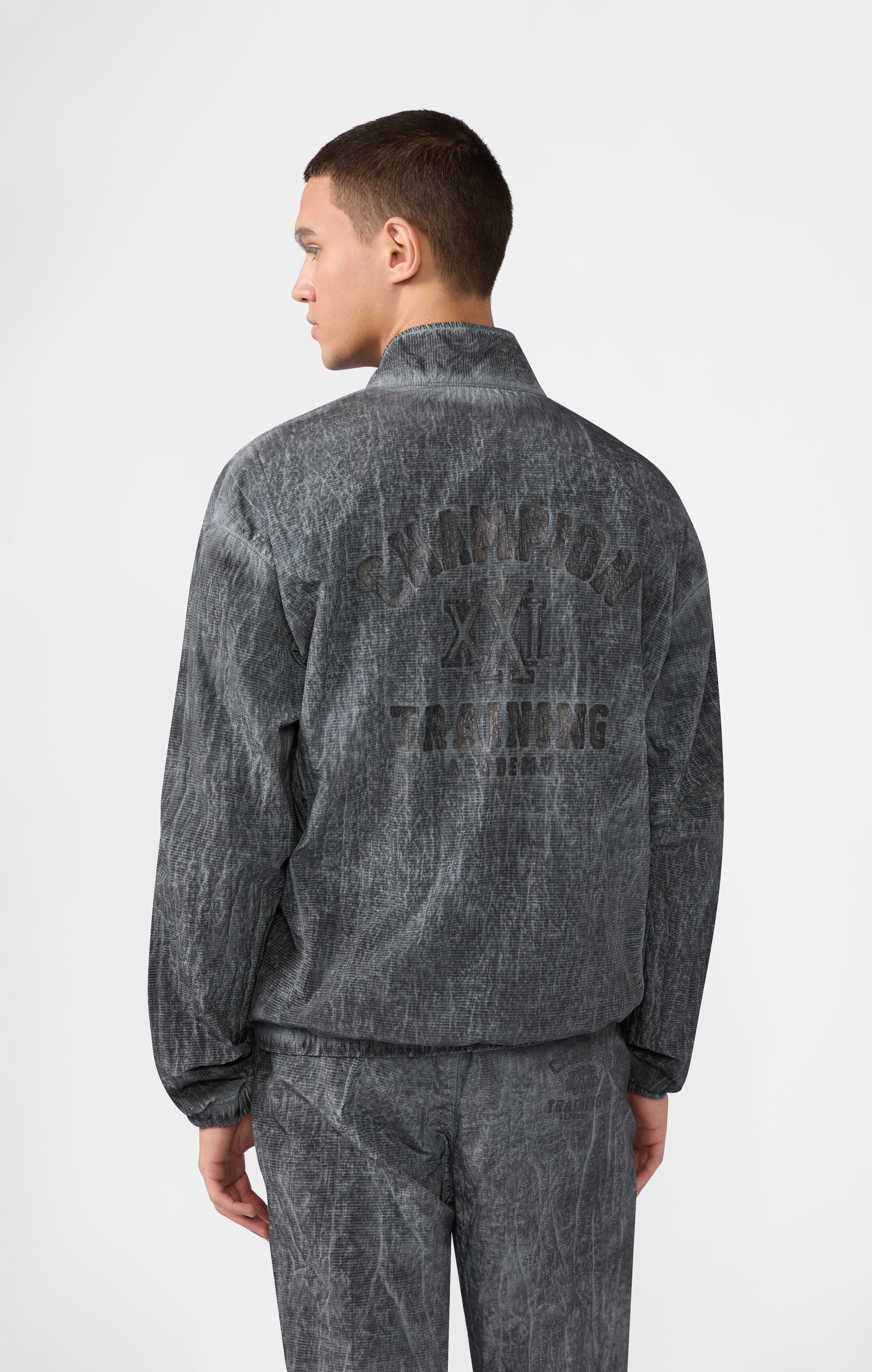 Top Uomo In Nylon Con Zip Intera Effetto Slavato