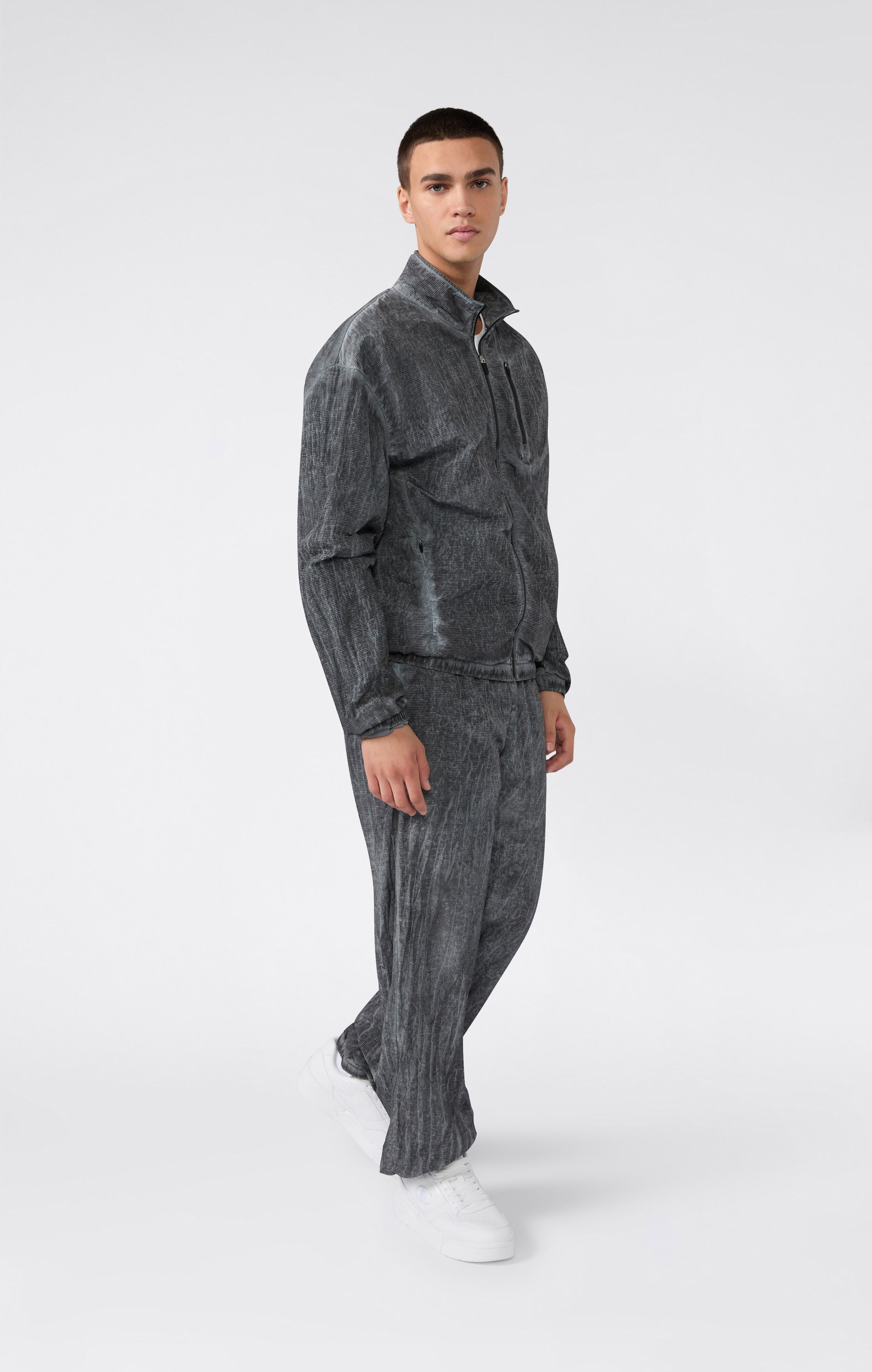 Pantalon Homme En Nylon Avec Poignets Élastiques Effet Délavé