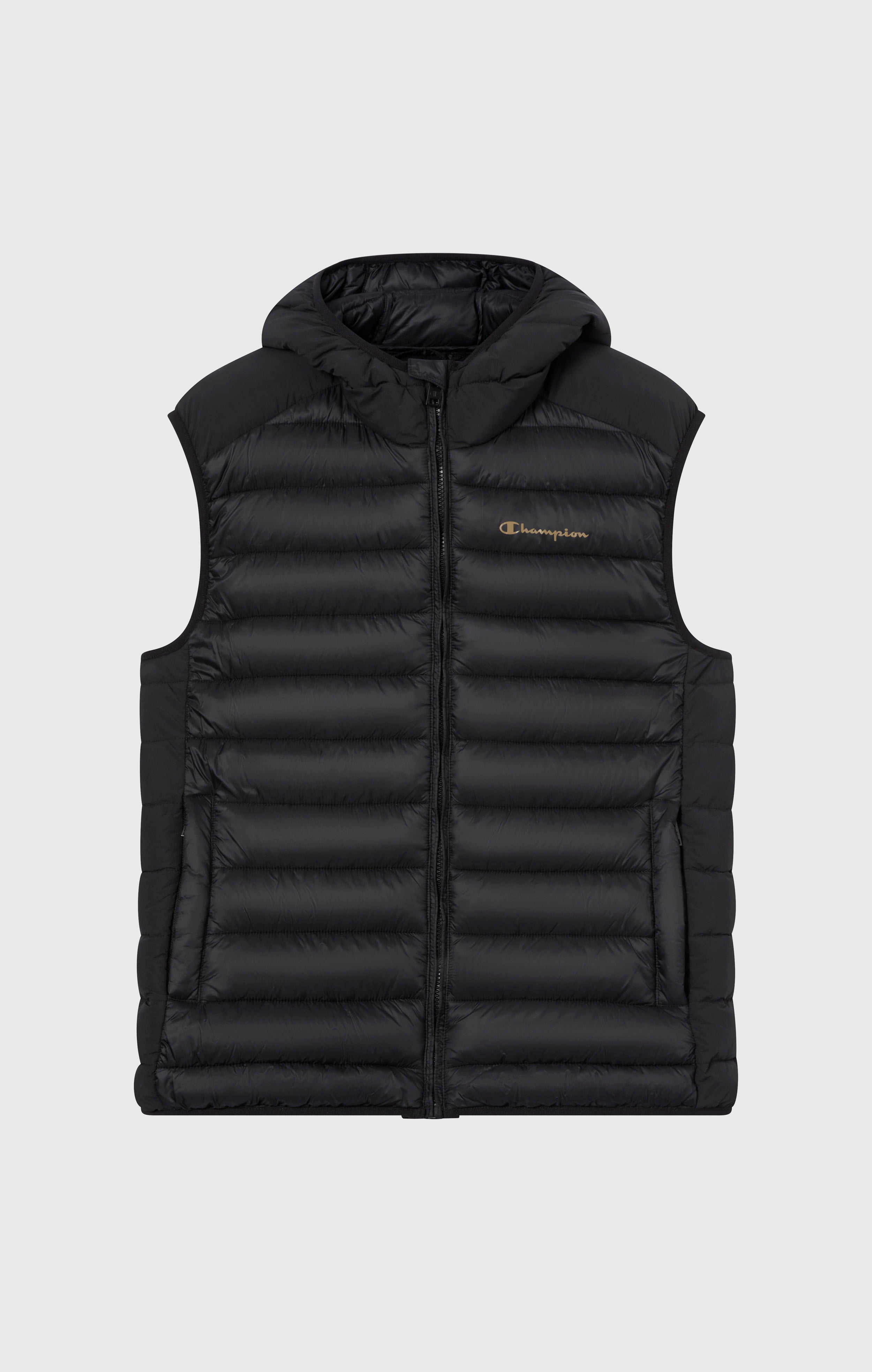 Men's Hooded Vest Jacket Black outdoor | Champion